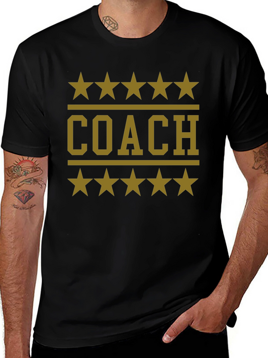 Coach T-Shirt with Stars - Black Cotton Tee