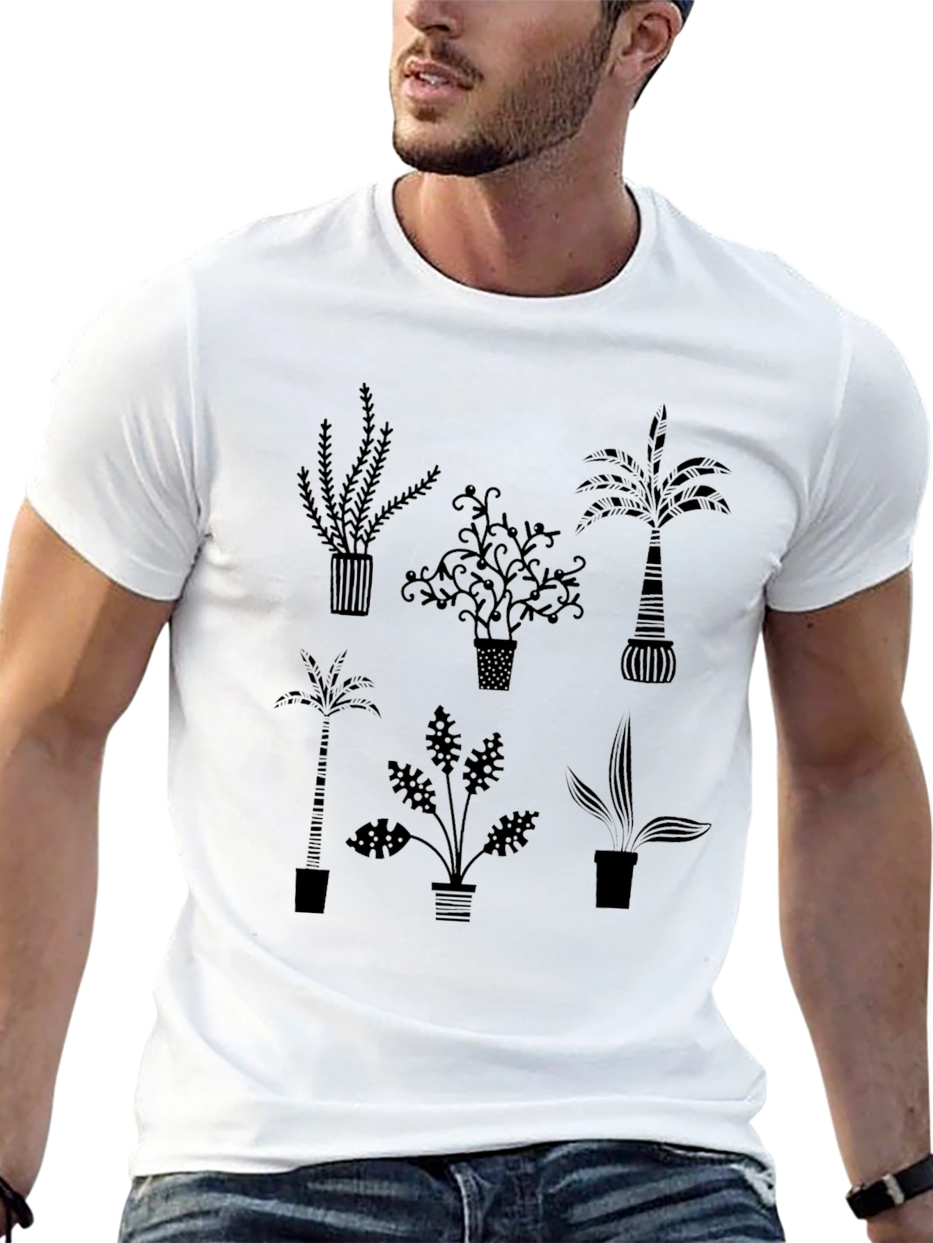 Botanical Print Tee - Modern Potted Plant Graphic T-Shirt
