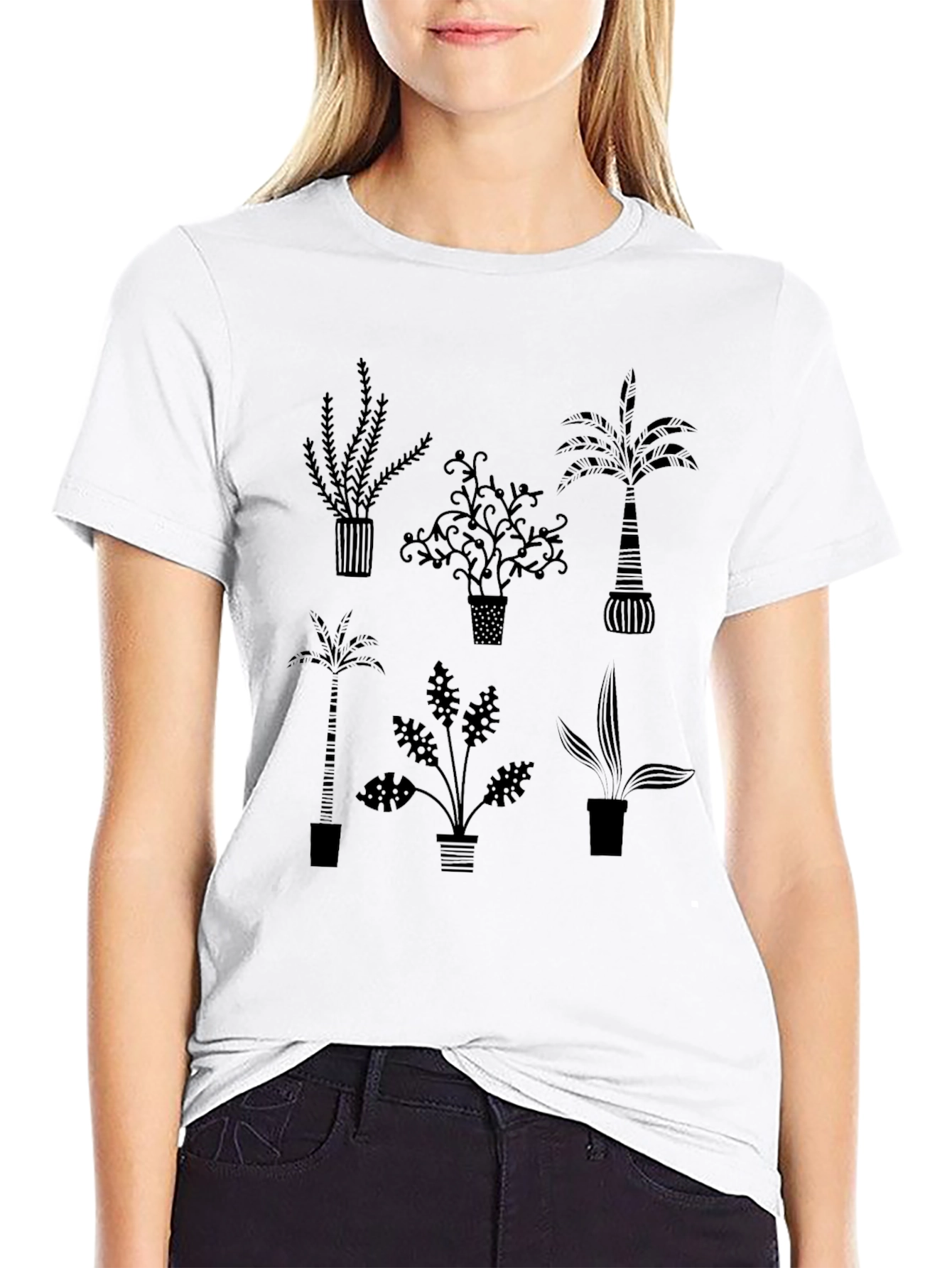 Botanical Print Tee - Modern Potted Plant Graphic T-Shirt