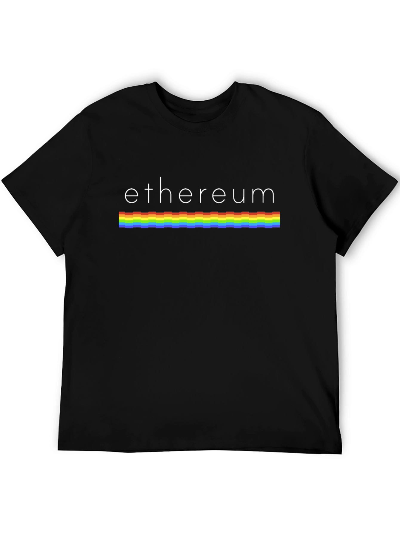 Ethereum Rainbow Stripe Graphic Tee - Black