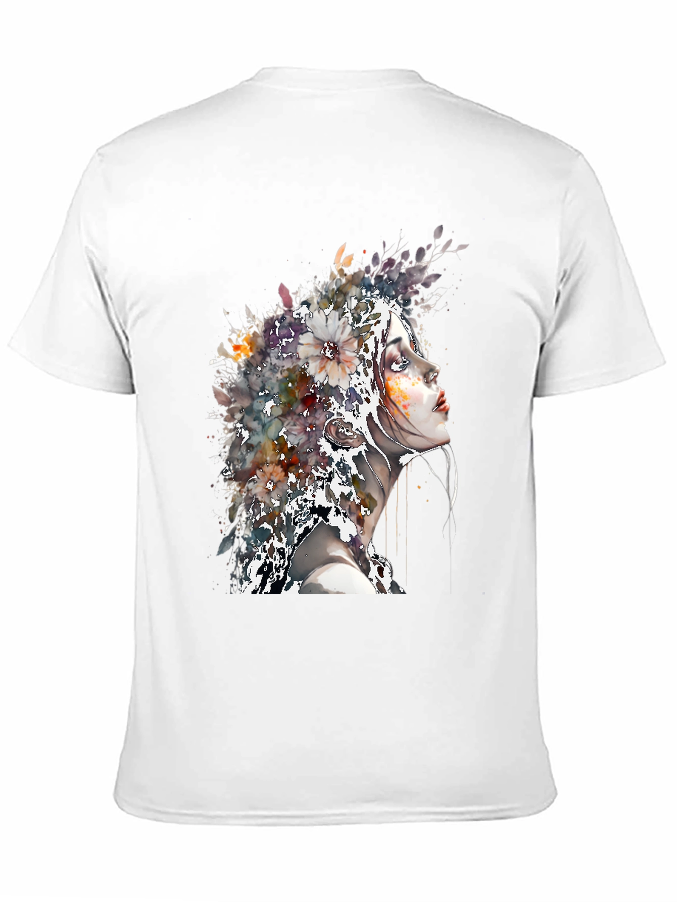Floral Woman Art Tee - Black T-Shirt