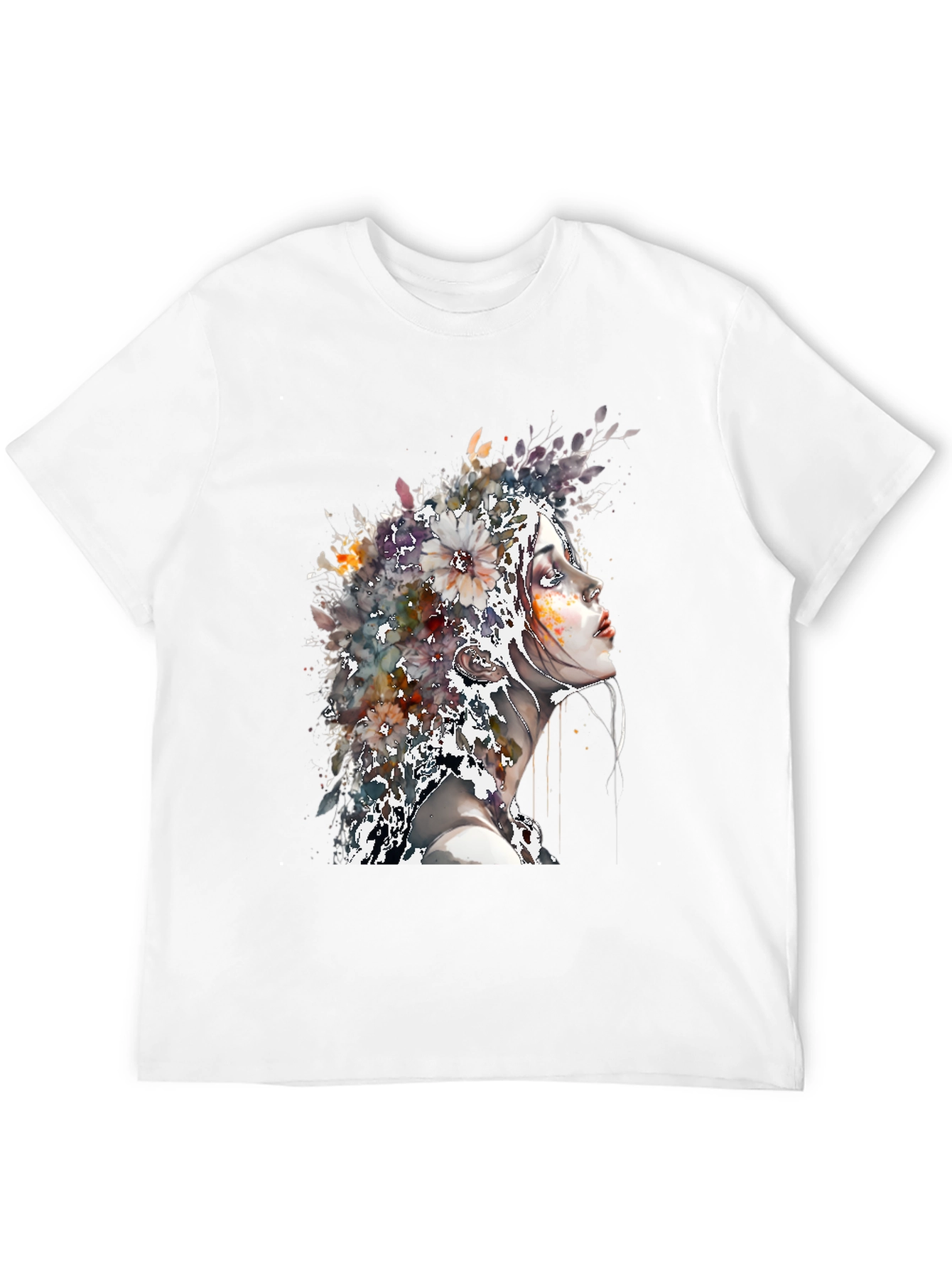 Floral Woman Art Tee - Black T-Shirt