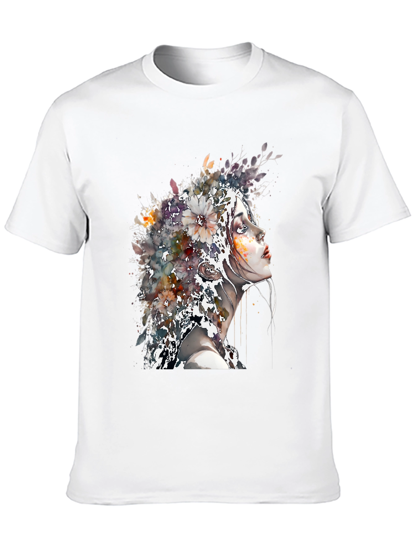 Floral Woman Art Tee - Black T-Shirt