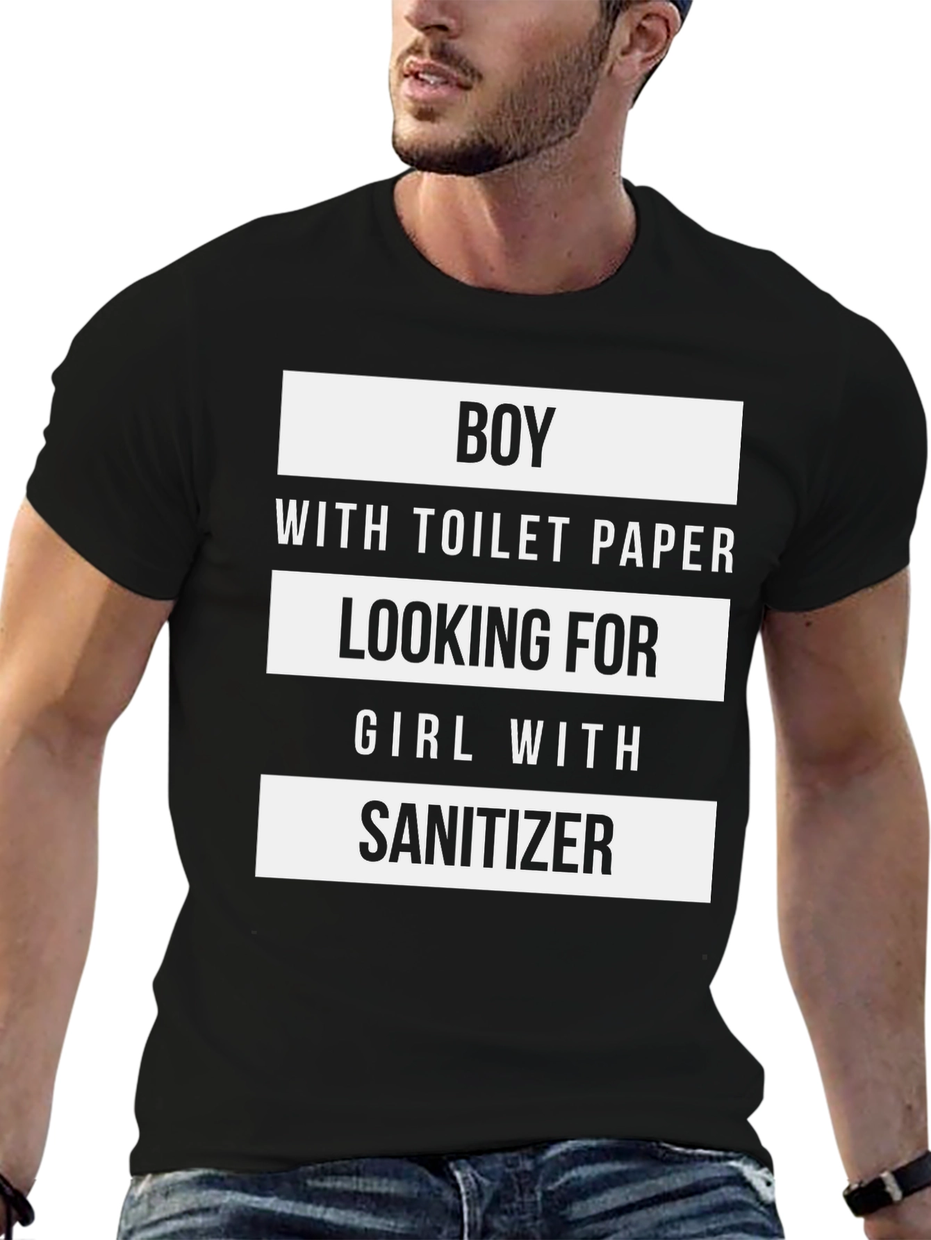 Humorous Boy with Toilet Paper Graphic Tee
