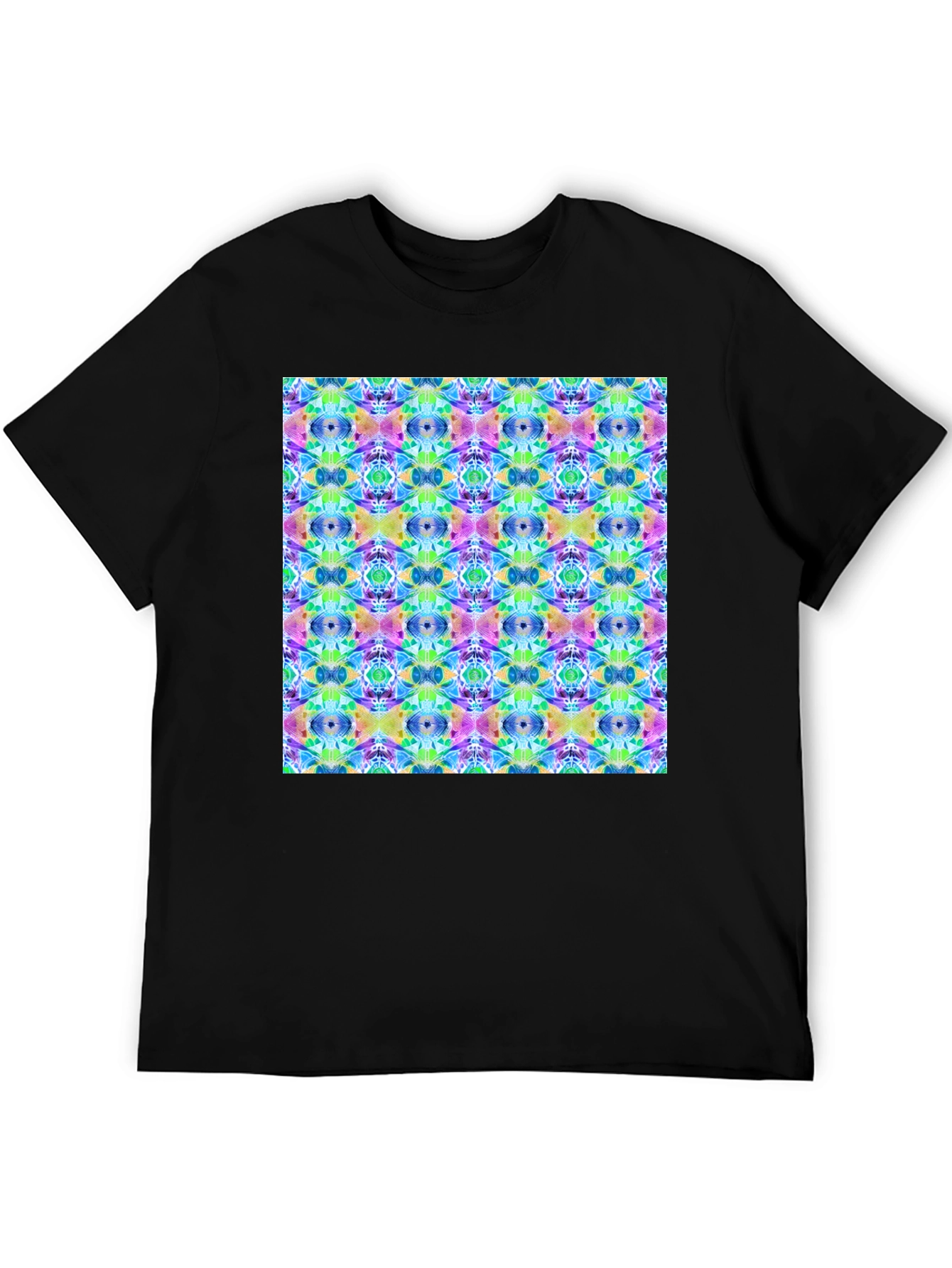 Kaleidoscope Pattern Mens Black T-Shirt