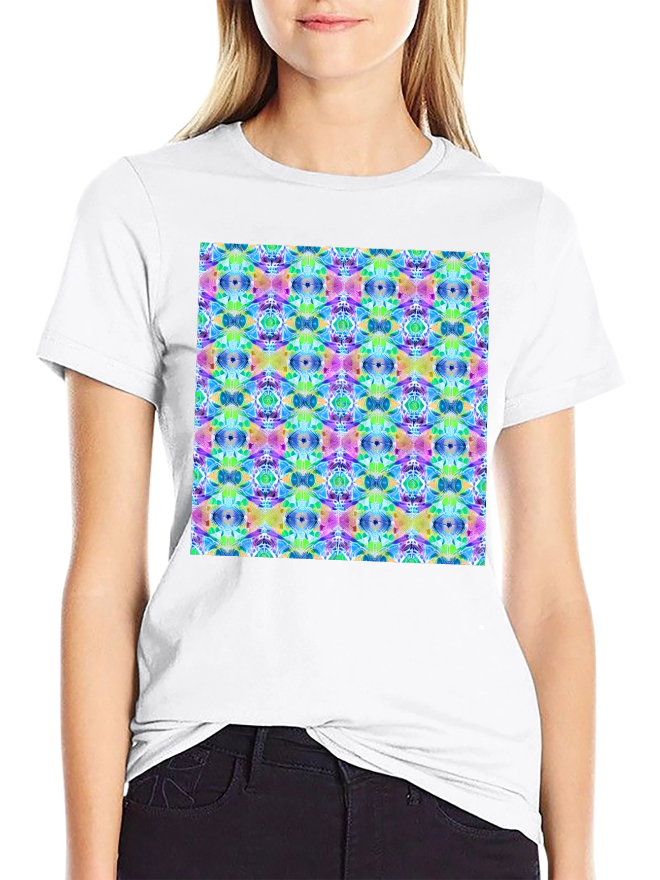 Kaleidoscope Pattern Mens Black T-Shirt