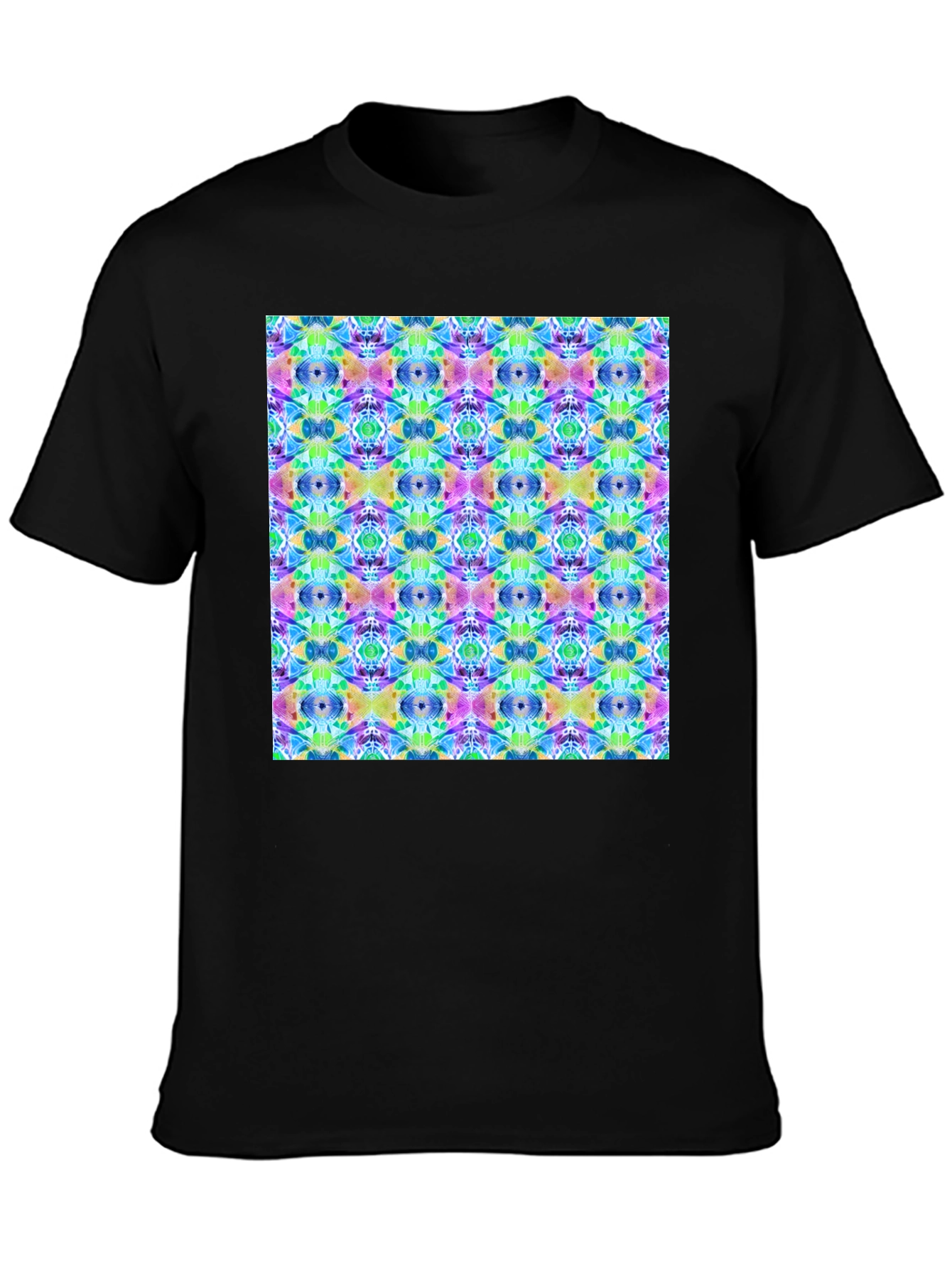 Kaleidoscope Pattern Mens Black T-Shirt