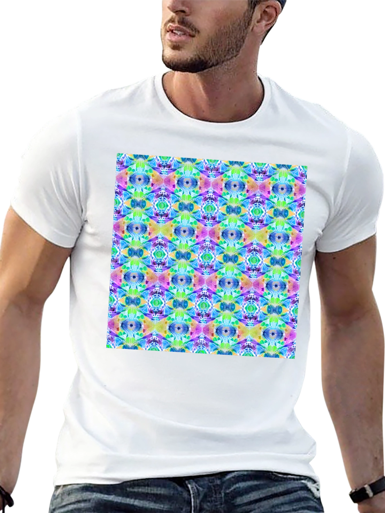 Kaleidoscope Pattern Mens Black T-Shirt