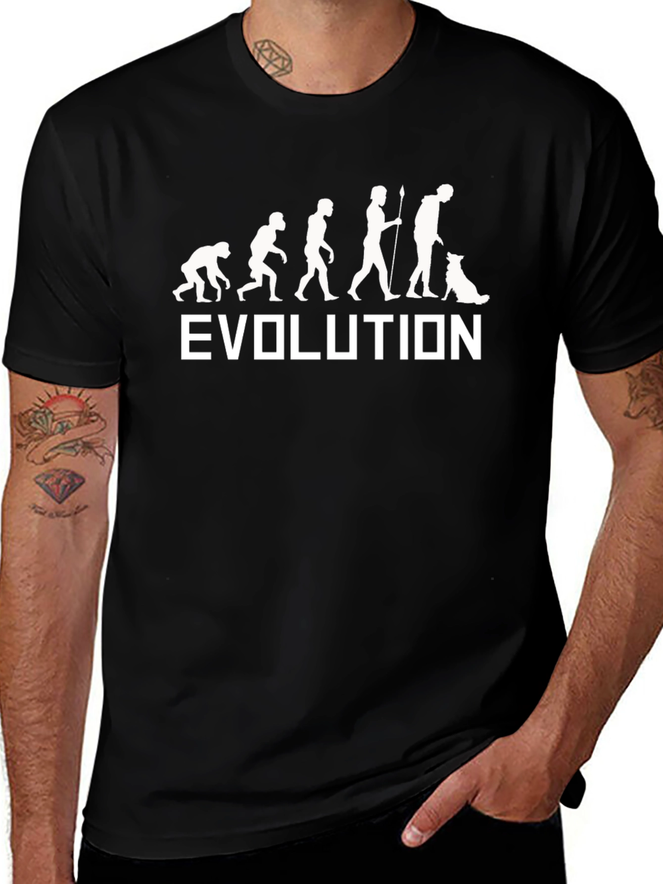 Evolution of Man & Dog Black T-Shirt