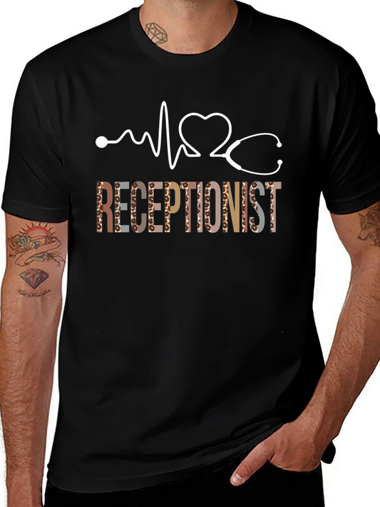 Receptionist Heartbeat Leopard Print T-Shirt