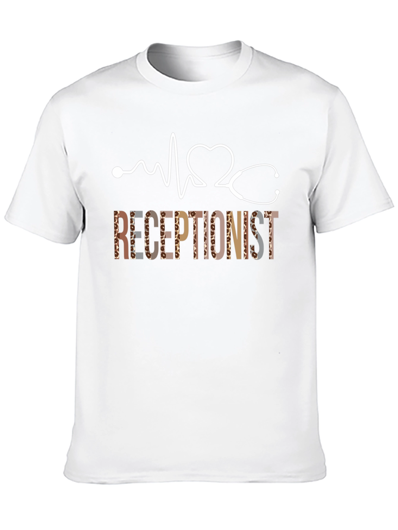 Receptionist Heartbeat Leopard Print T-Shirt