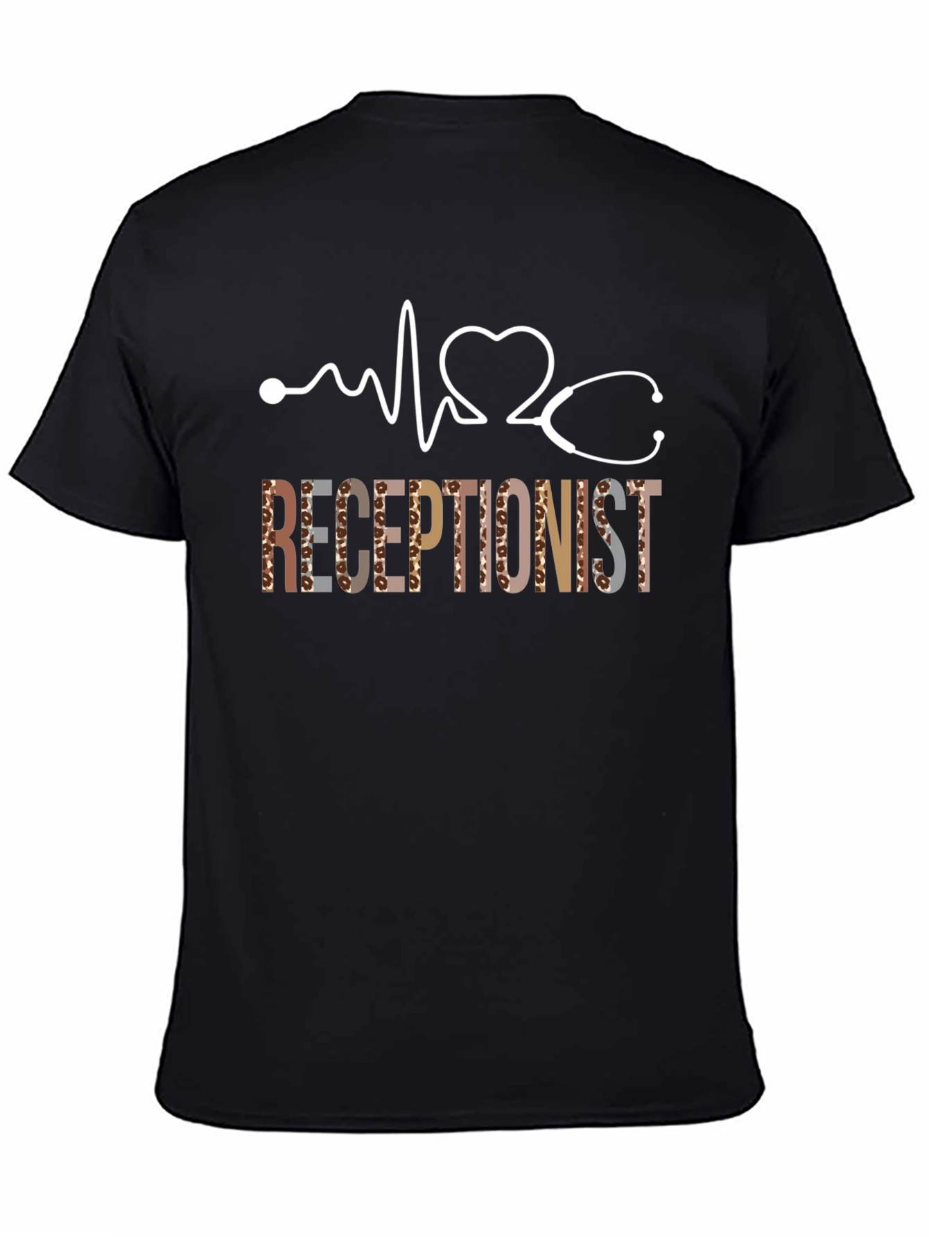 Receptionist Heartbeat Leopard Print T-Shirt