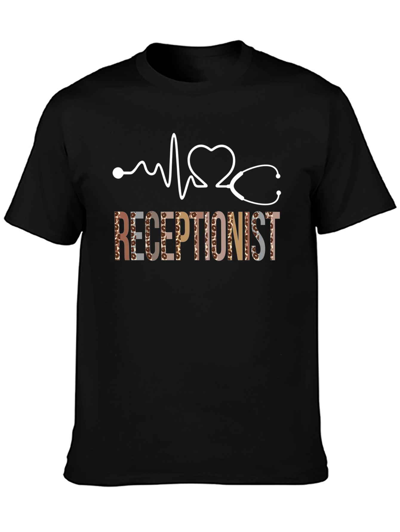 Receptionist Heartbeat Leopard Print T-Shirt