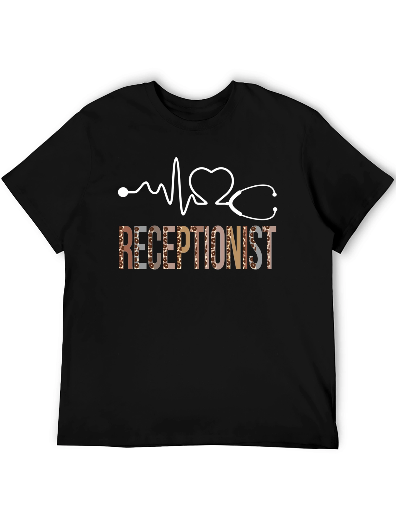 Receptionist Heartbeat Leopard Print T-Shirt