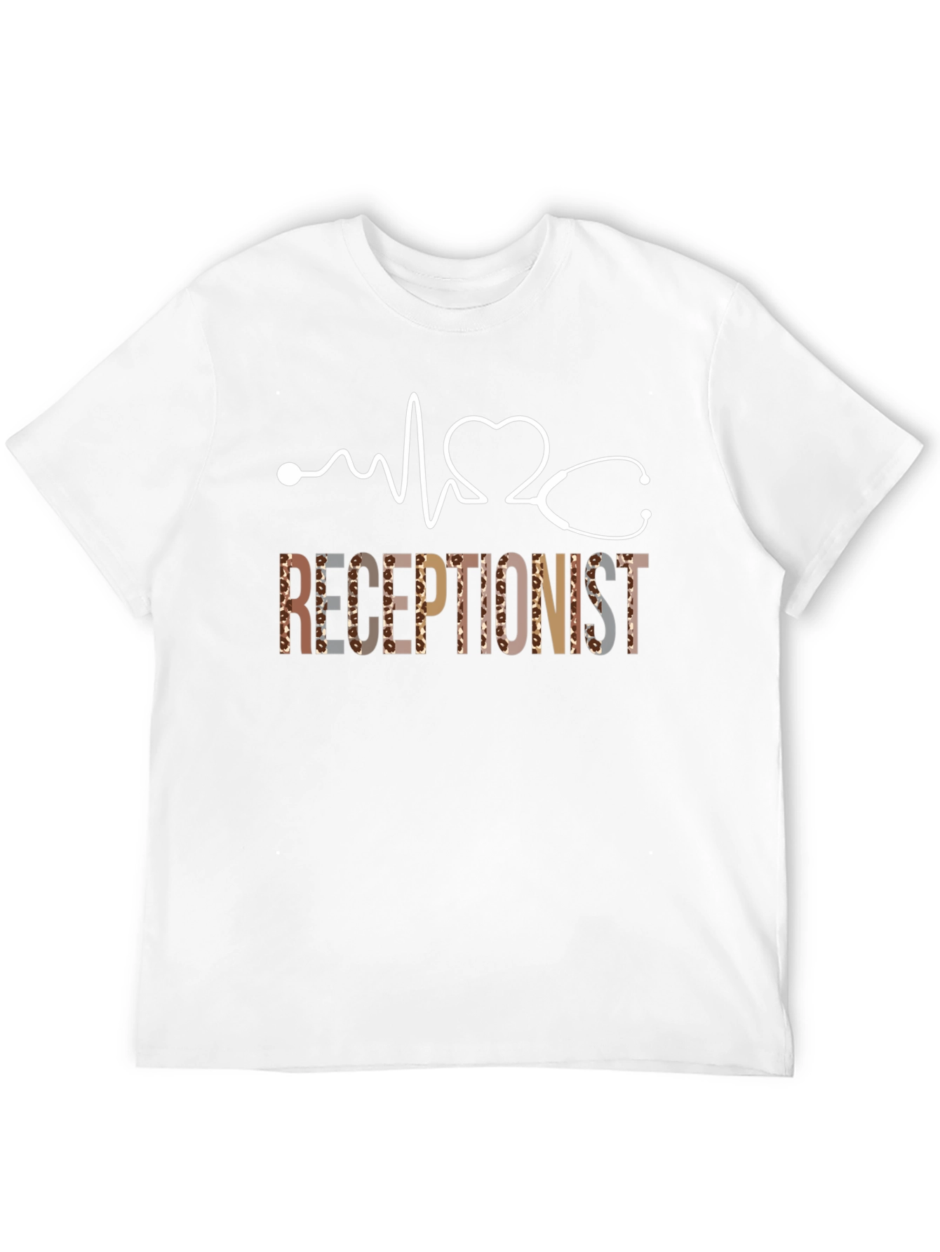 Receptionist Heartbeat Leopard Print T-Shirt