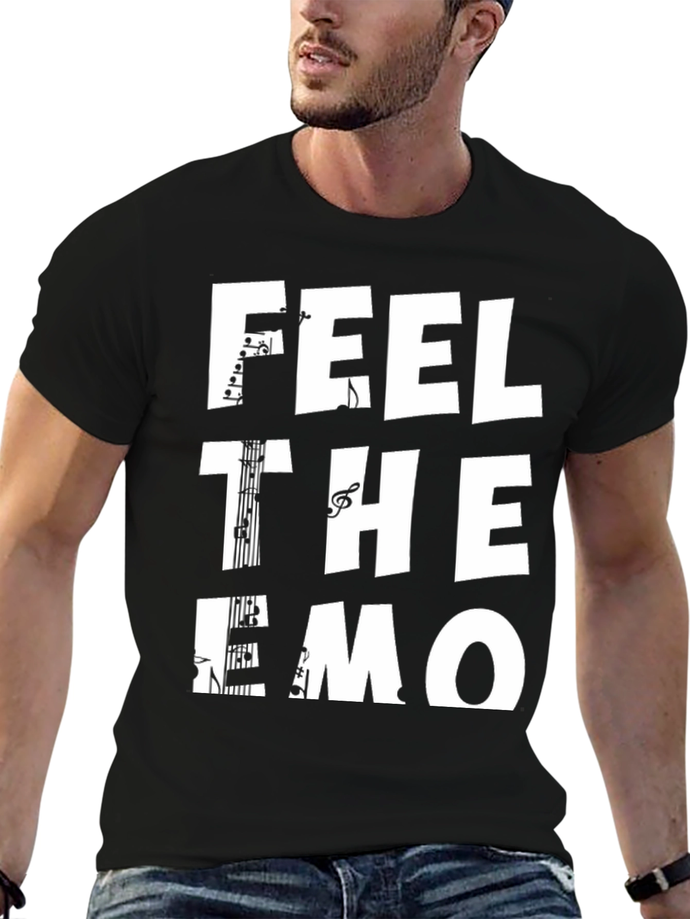 Feel the Emo Music T-Shirt - Black Graphic Tee