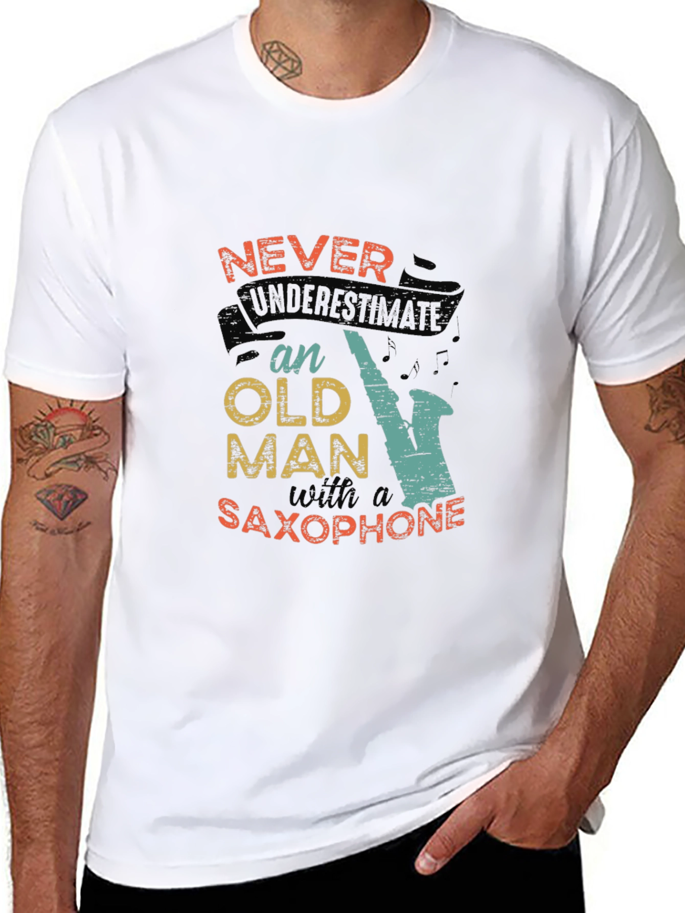 Never Underestimate an Old Man with a Saxophone T-Shirt