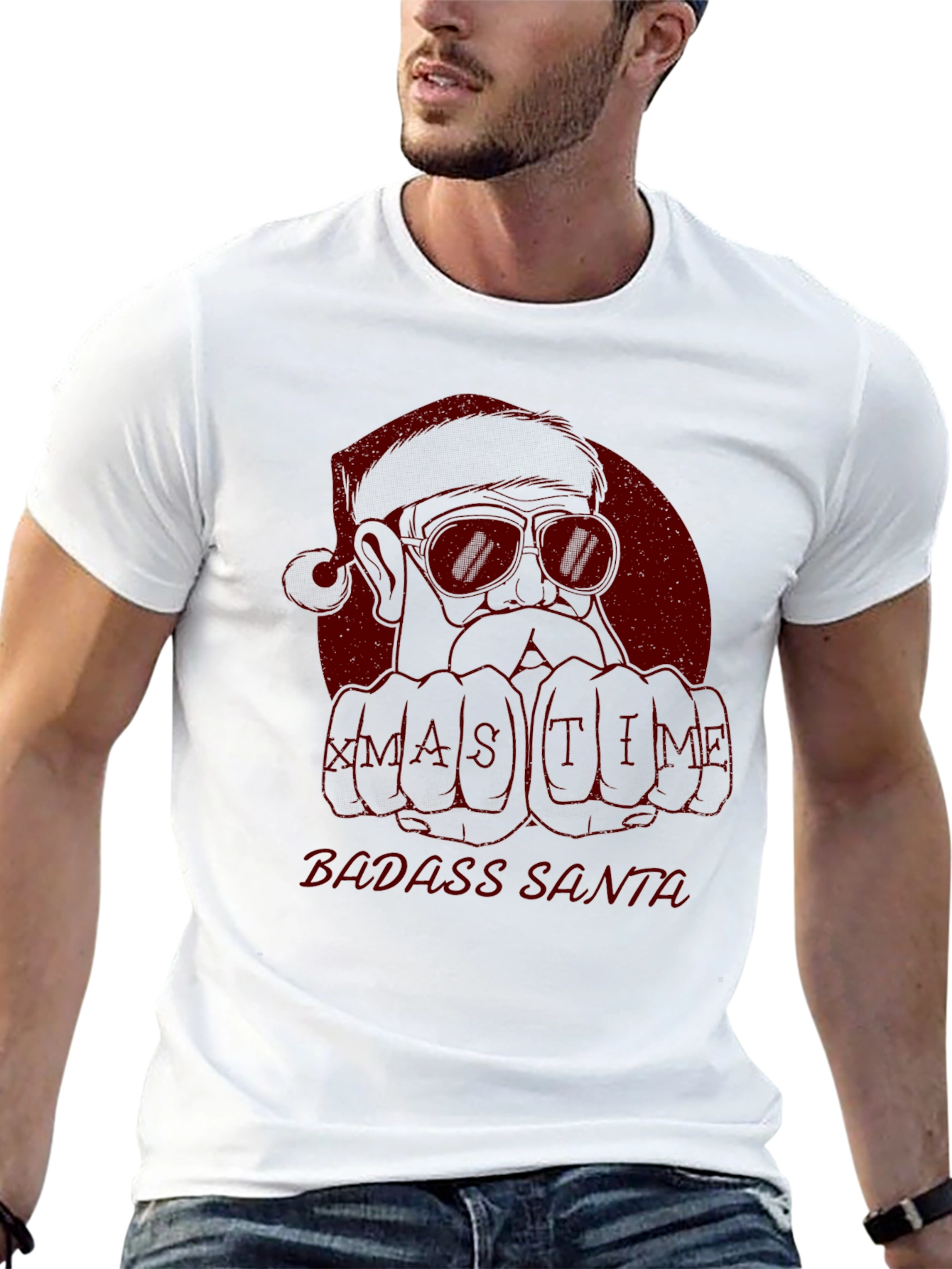 Badass Santa Xmas Time T-Shirt - Black