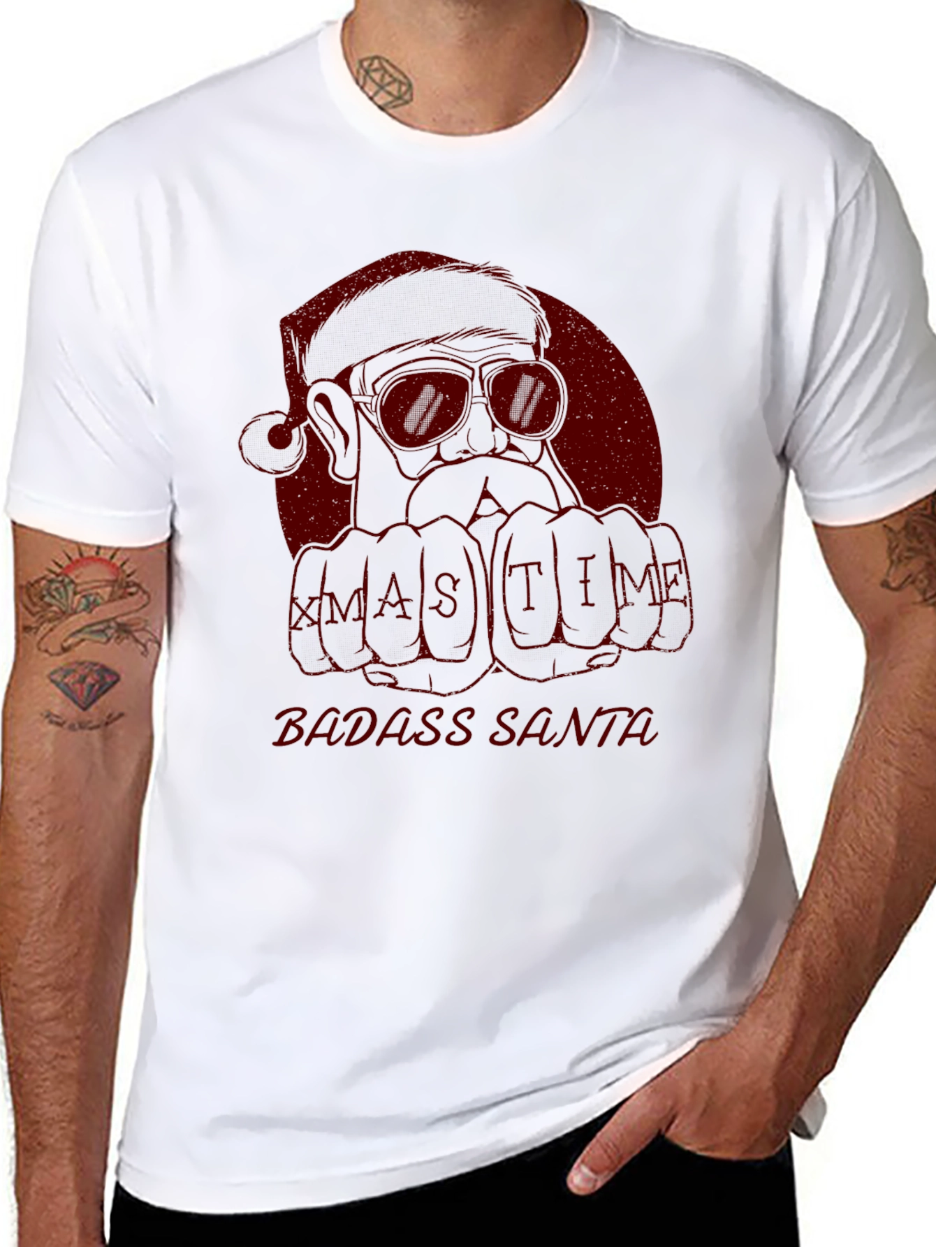 Badass Santa Xmas Time T-Shirt - Black