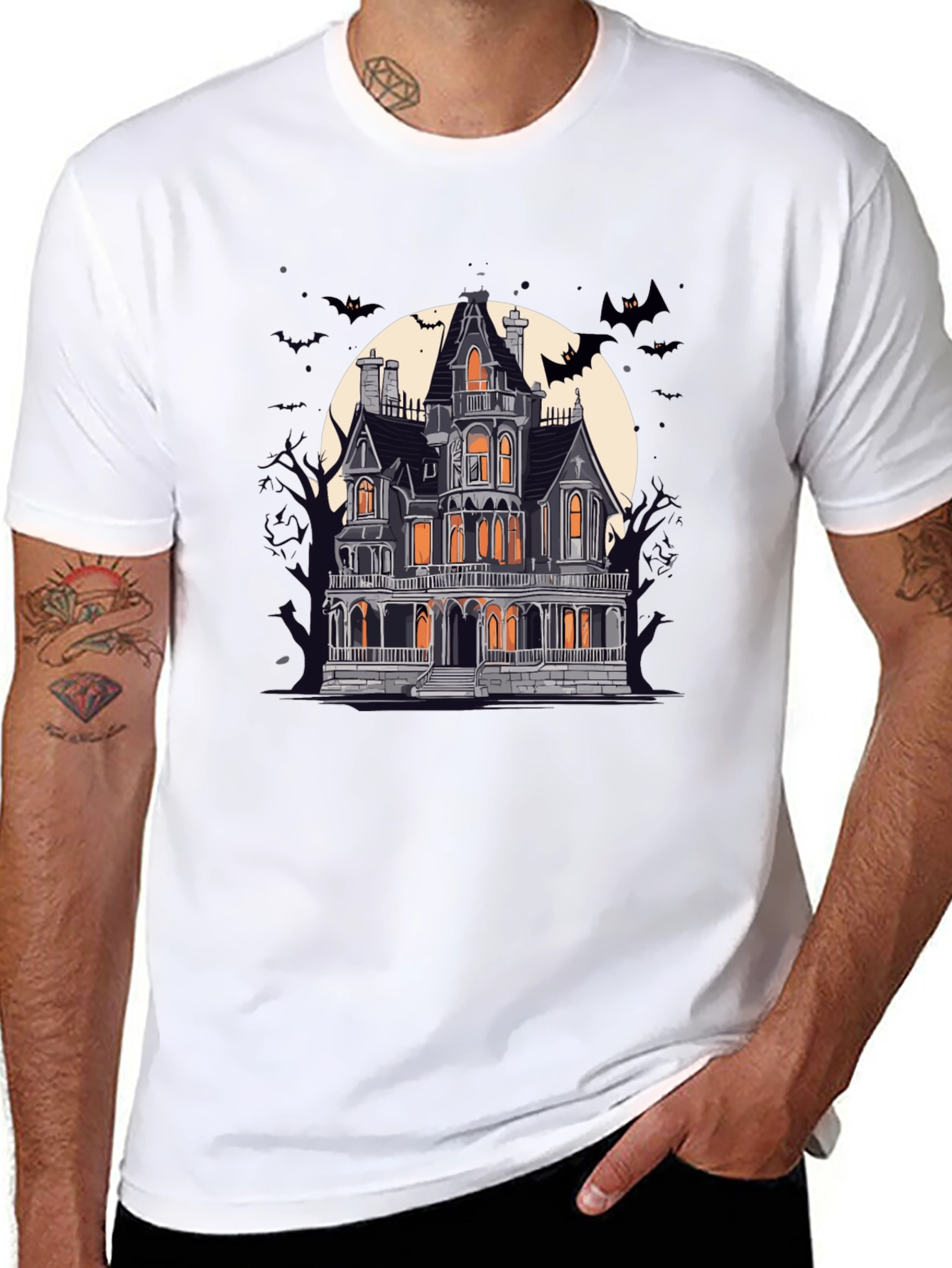 Spooky Haunted House Graphic Tee