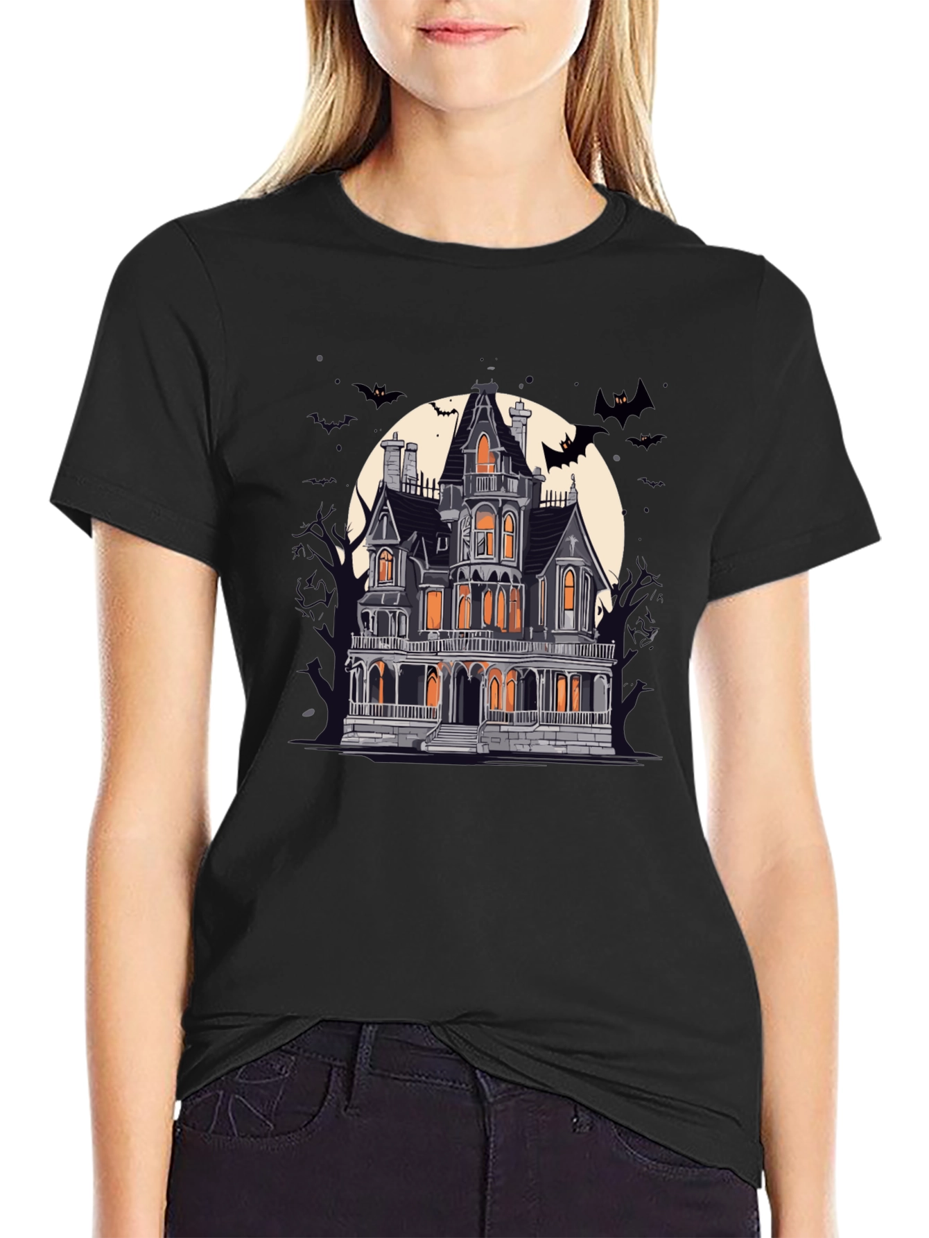 Spooky Haunted House Graphic Tee
