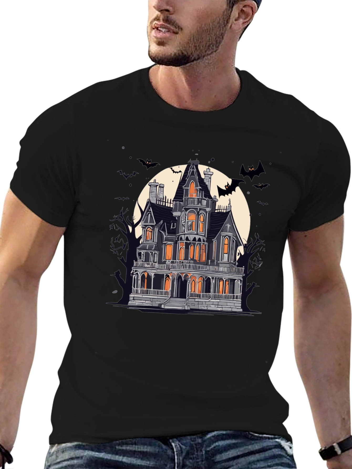 Spooky Haunted House Graphic Tee