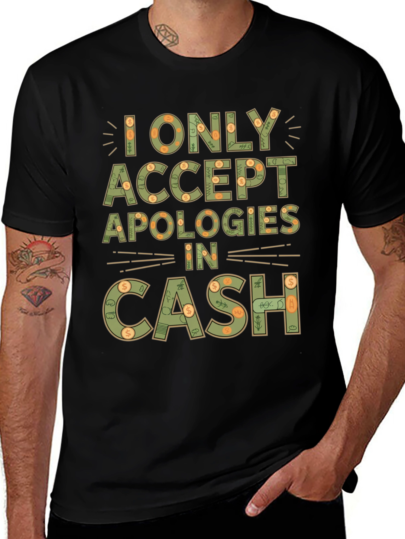 Cash Apologies T-Shirt Funny Slogan