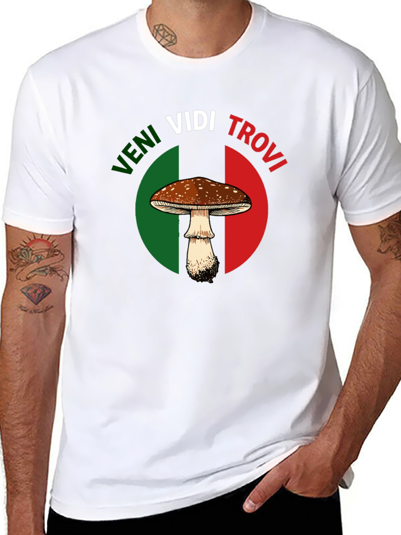Veni Vidi Trovi Mushroom Graphic T-Shirt