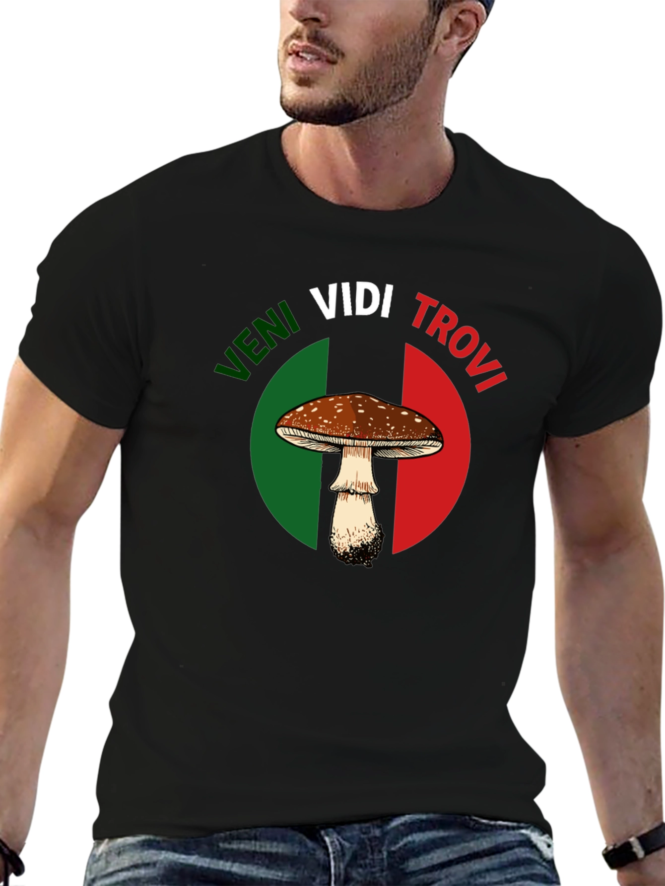 Veni Vidi Trovi Mushroom Graphic T-Shirt