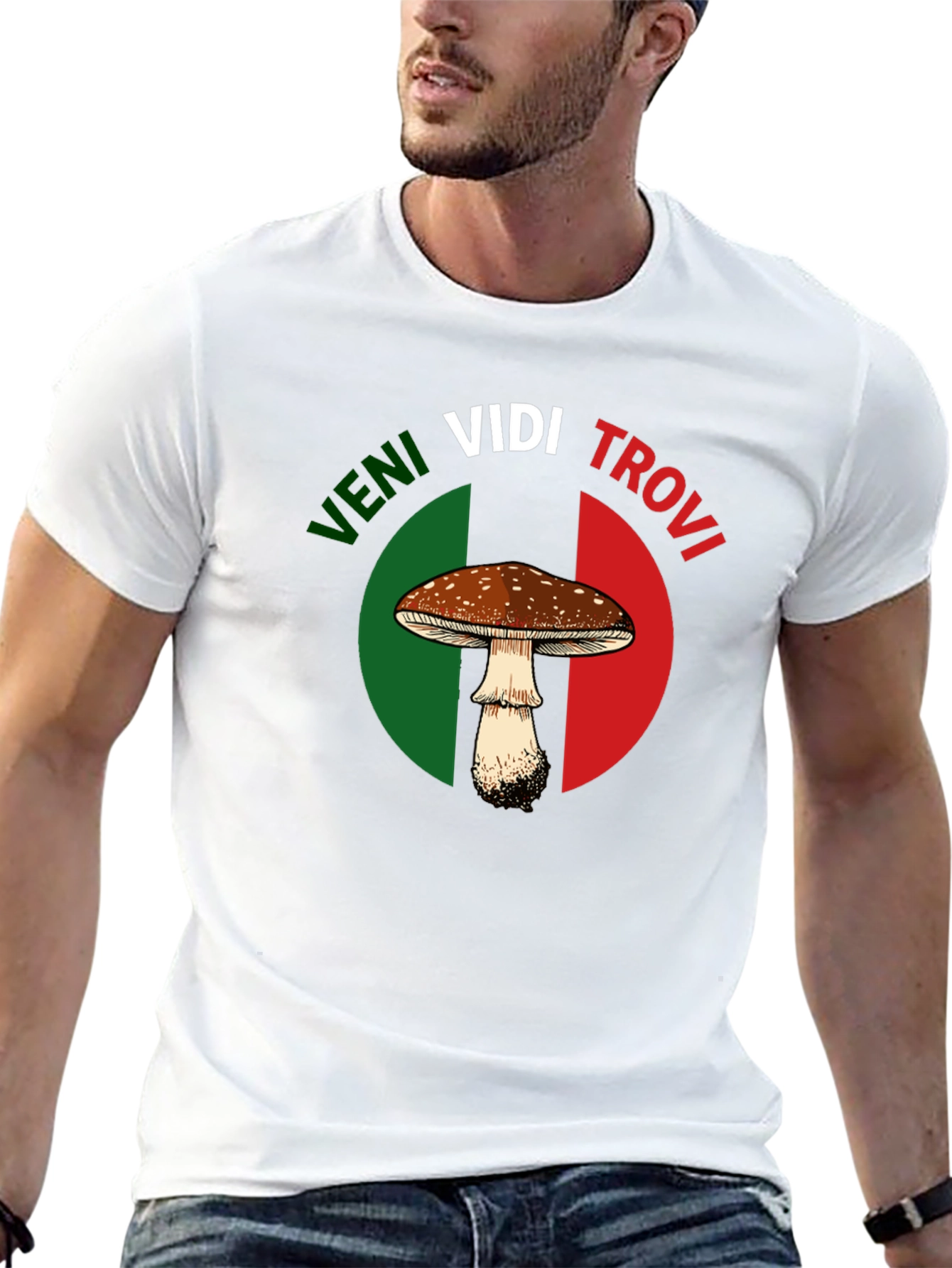 Veni Vidi Trovi Mushroom Graphic T-Shirt