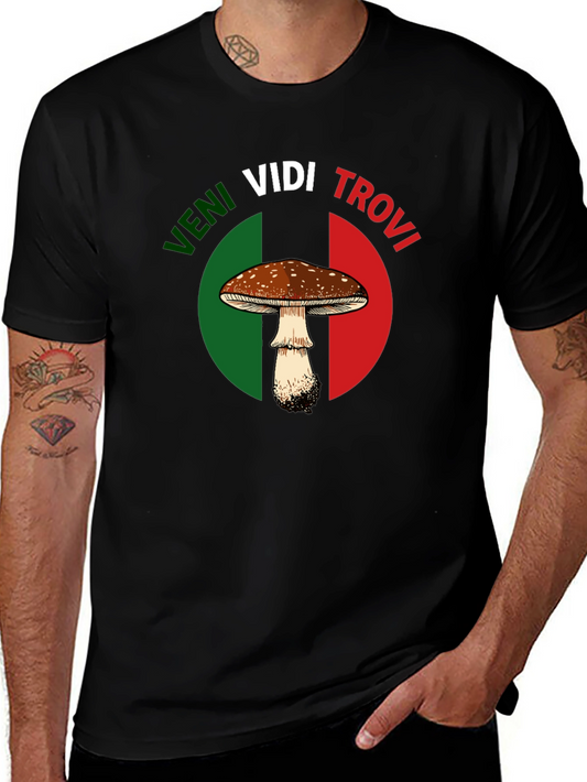 Veni Vidi Trovi Mushroom Graphic T-Shirt