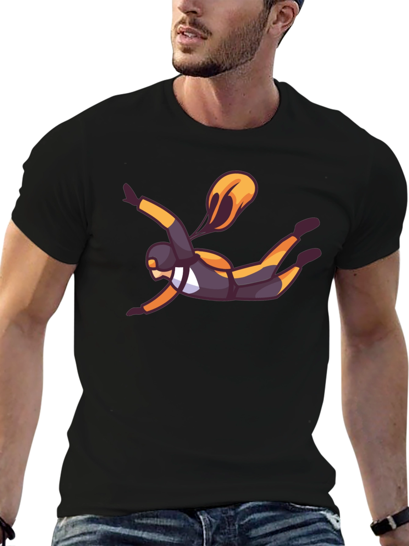 Skydiver Graphic Black T-Shirt
