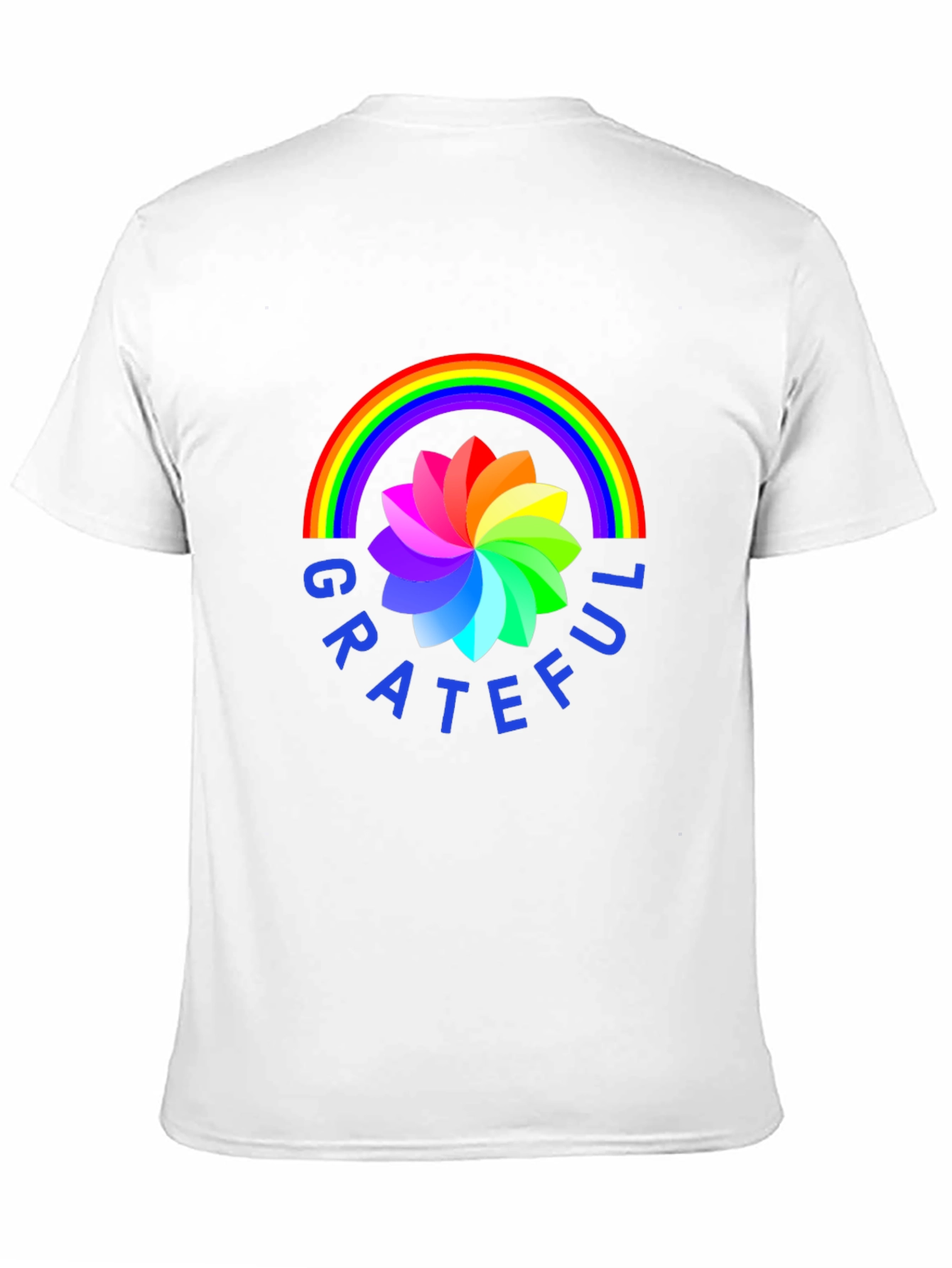 Grateful Rainbow Flower Graphic Tee - Stylish Comfort