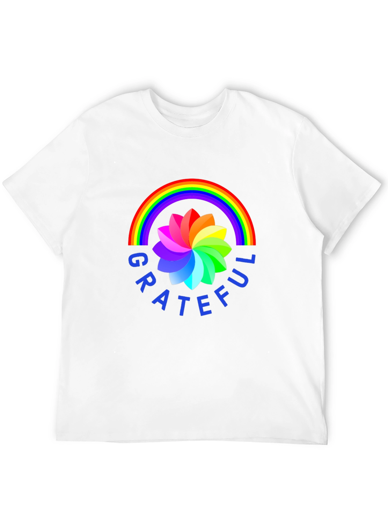 Grateful Rainbow Flower Graphic Tee - Stylish Comfort