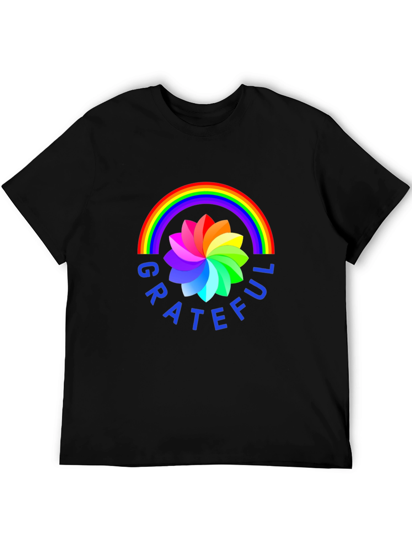 Grateful Rainbow Flower Graphic Tee - Stylish Comfort