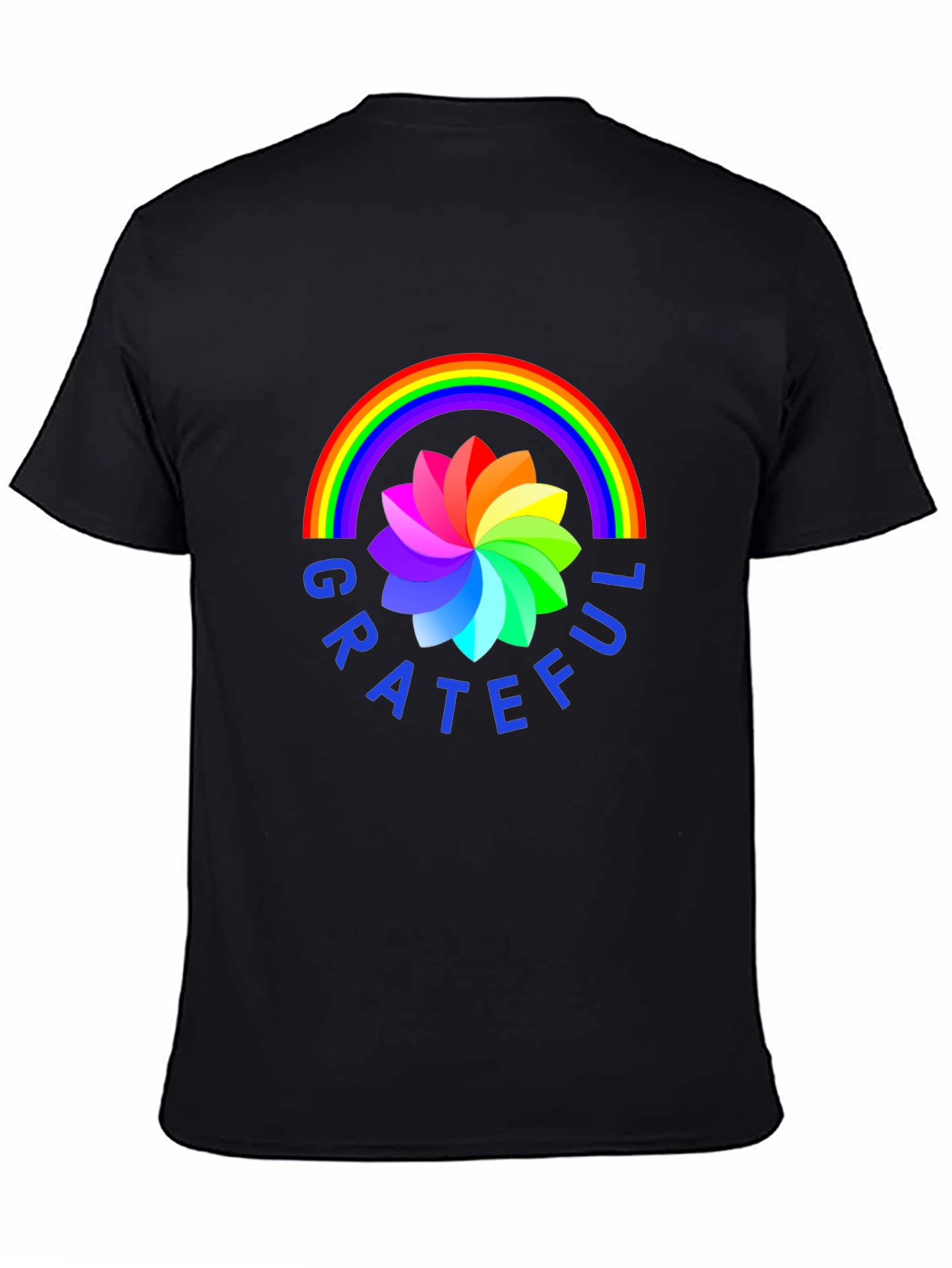 Grateful Rainbow Flower Graphic Tee - Stylish Comfort
