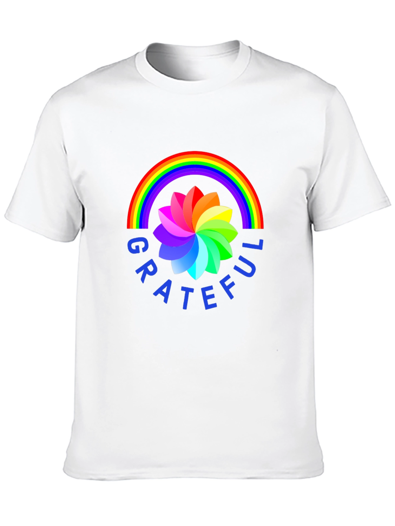 Grateful Rainbow Flower Graphic Tee - Stylish Comfort