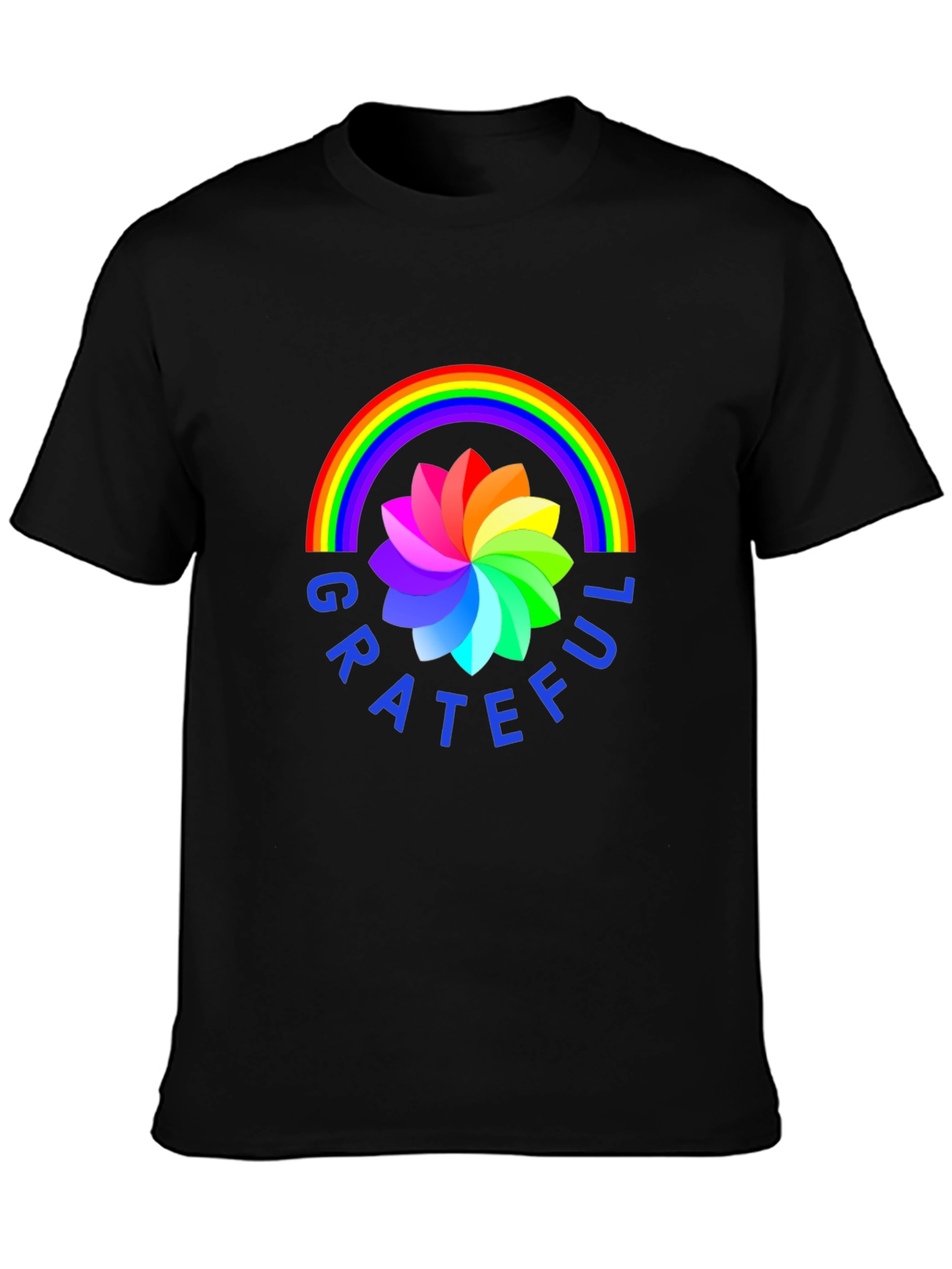 Grateful Rainbow Flower Graphic Tee - Stylish Comfort