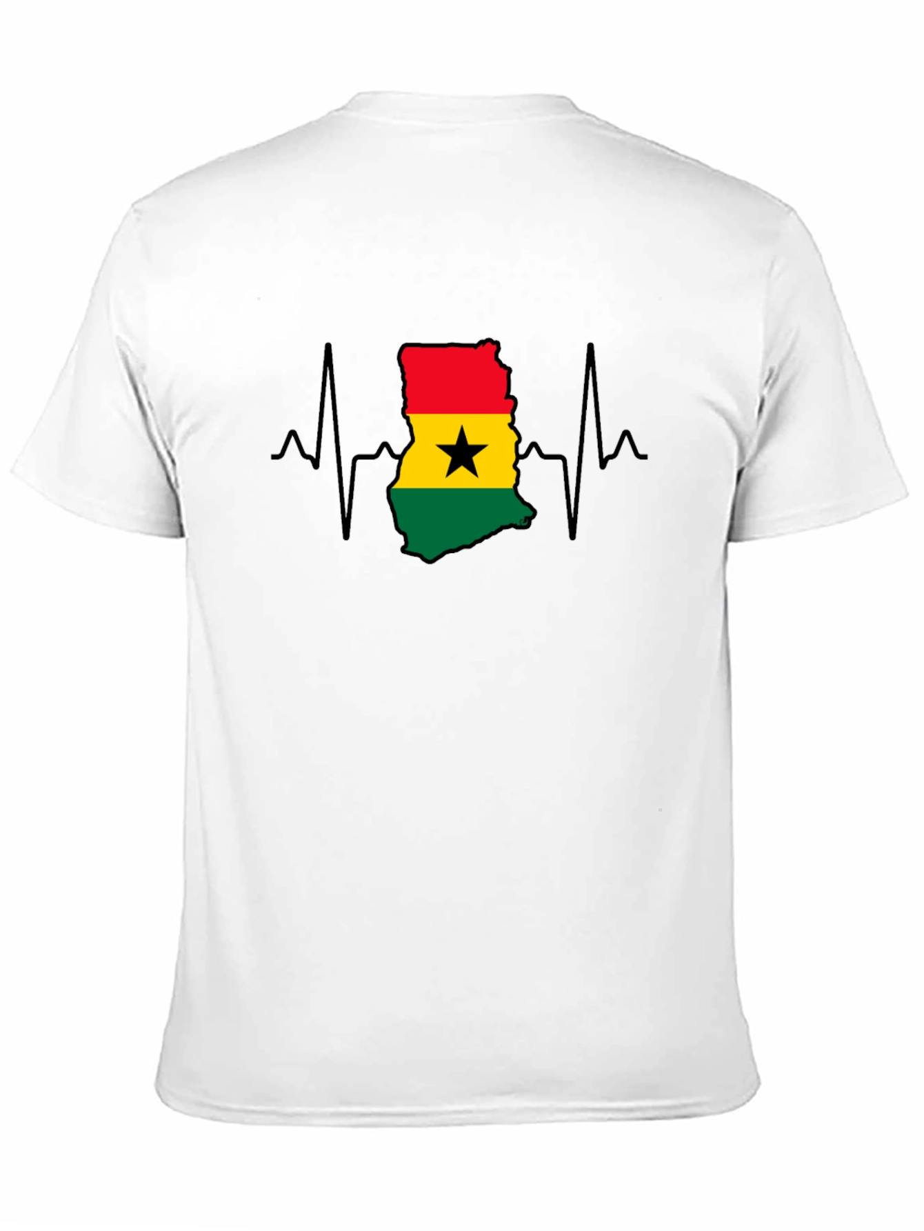 Ghana Flag Heartbeat T-Shirt - Black