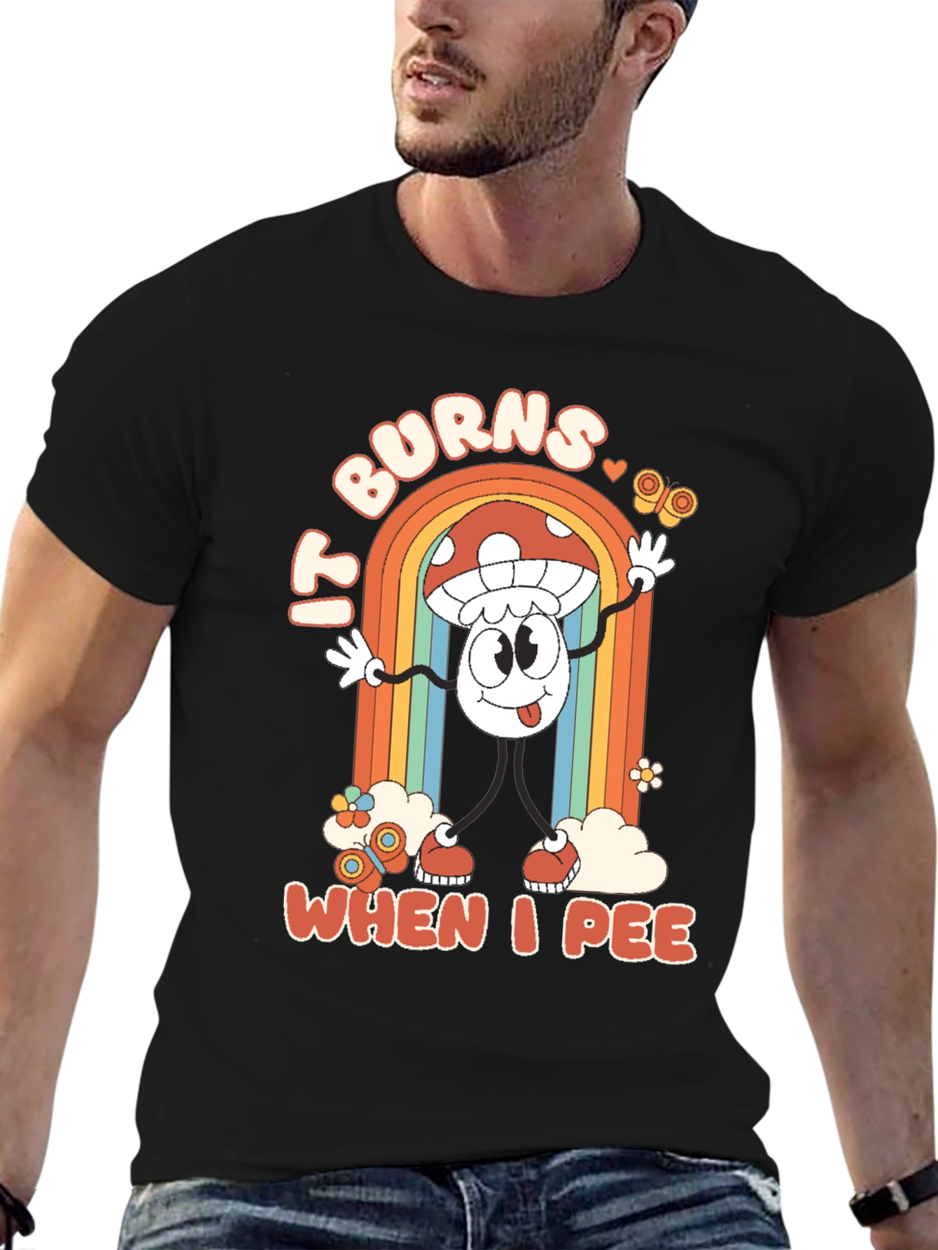 It Burns When I Pee Mushroom Graphic Tee