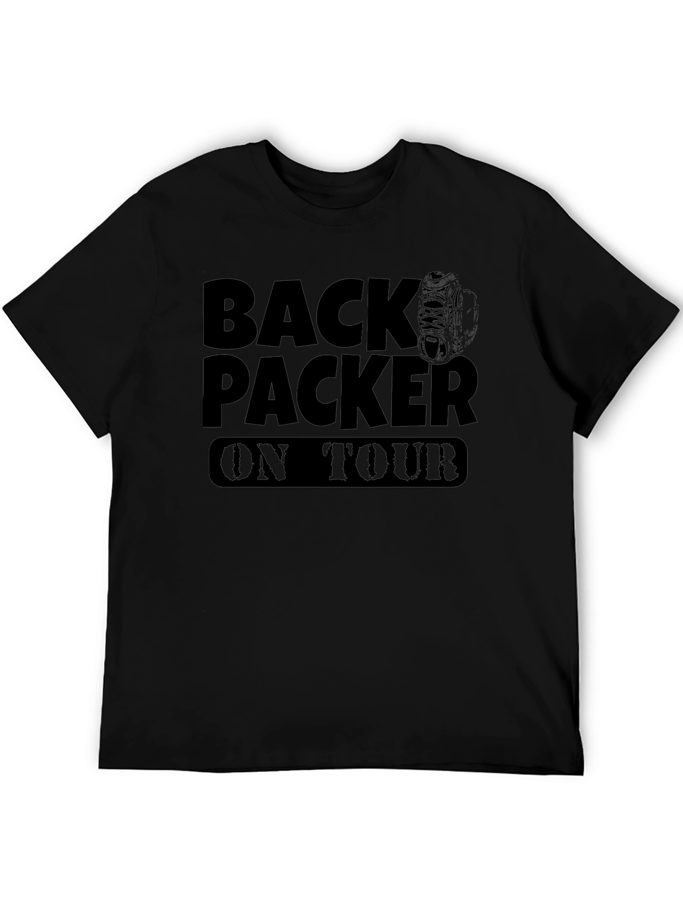 Backpacker On Tour Black Graphic T-Shirt