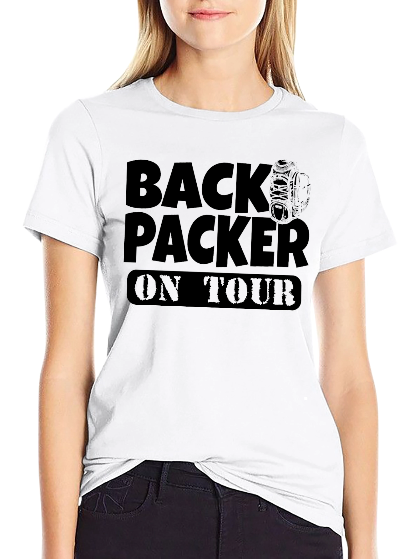 Backpacker On Tour Black Graphic T-Shirt