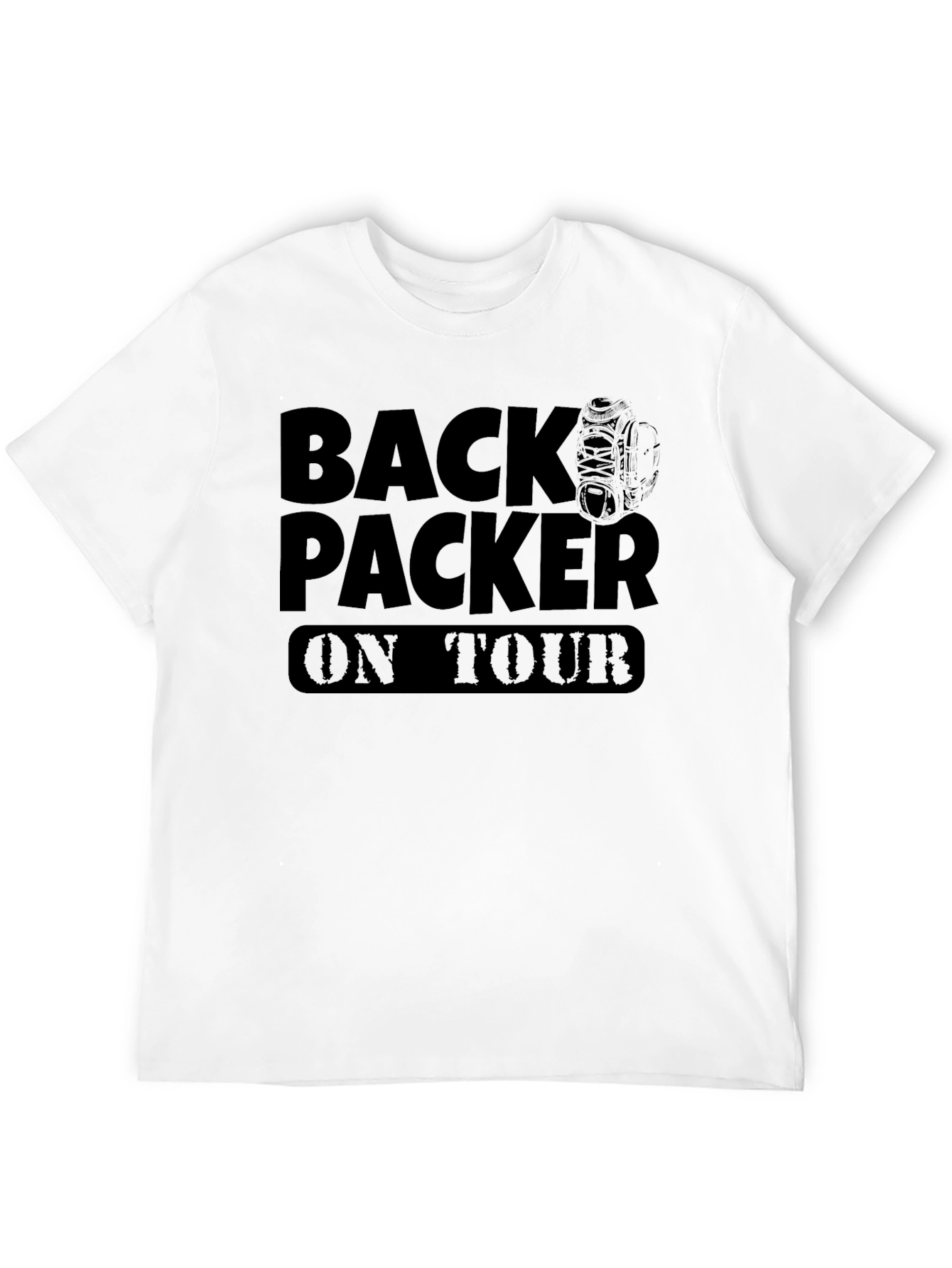 Backpacker On Tour Black Graphic T-Shirt