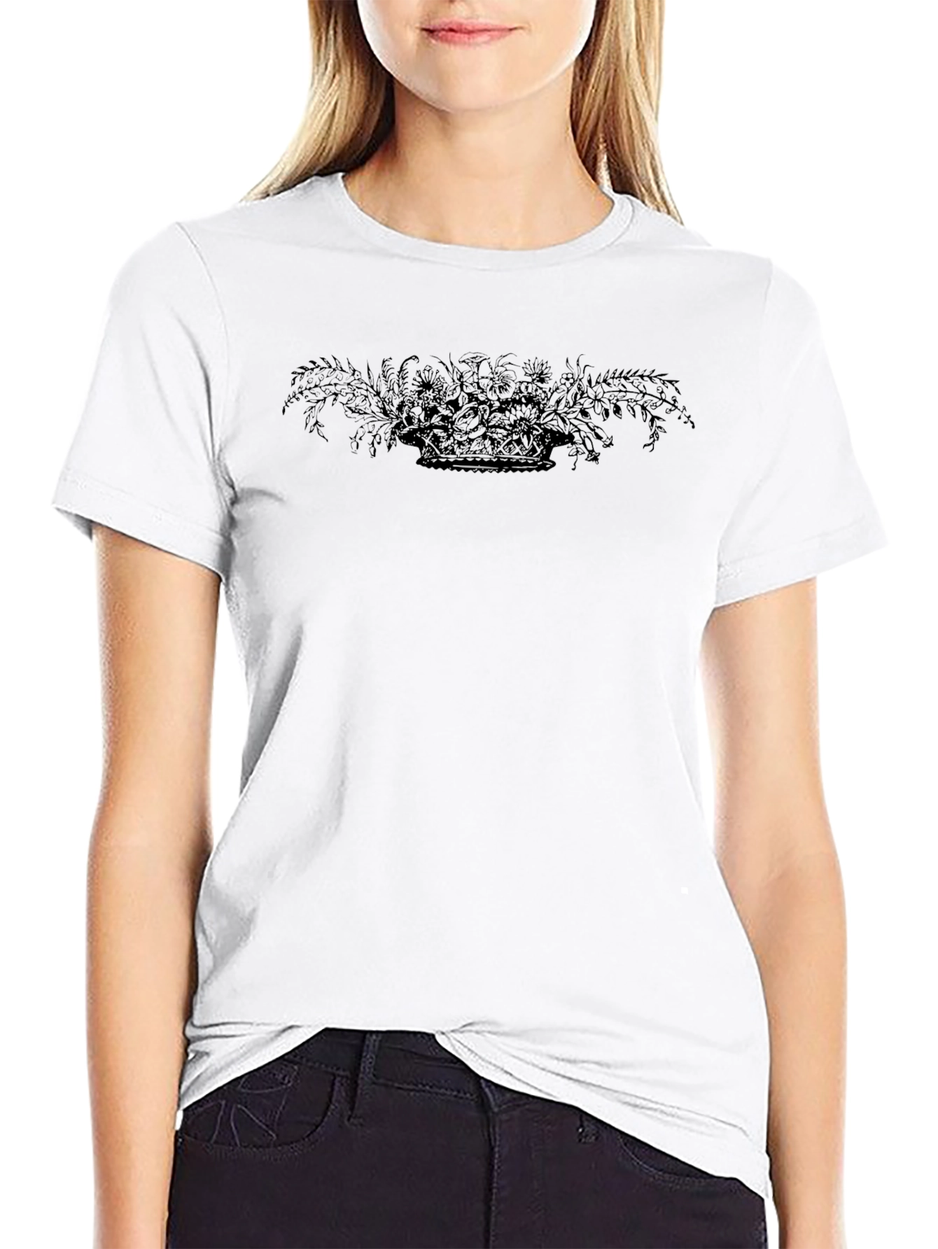 Black Floral Basket Graphic Tee