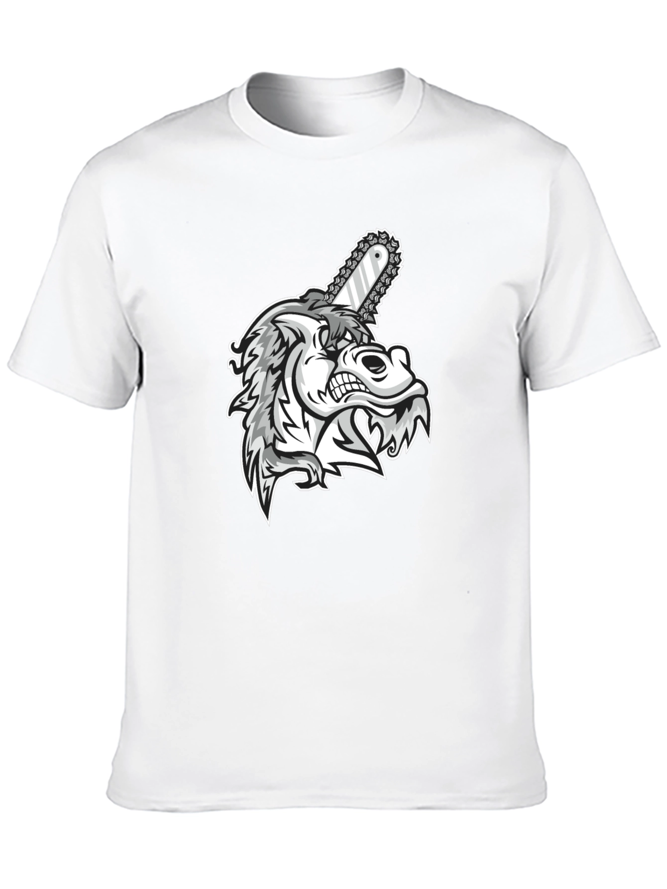 Wolf Chainsaw Graphic Black T-Shirt