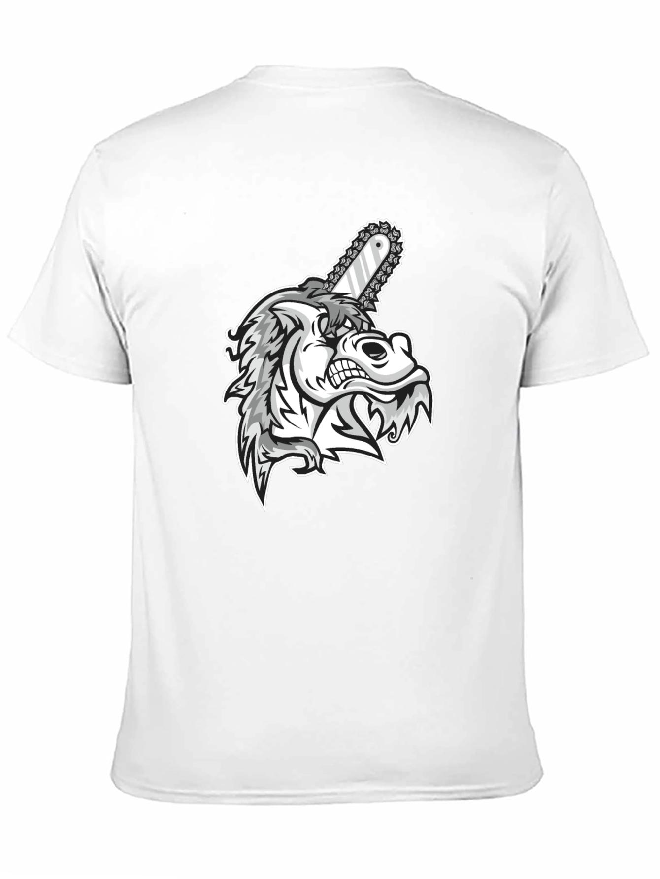 Wolf Chainsaw Graphic Black T-Shirt
