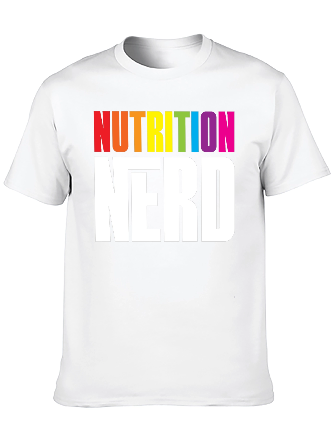 Nutrition Nerd T-Shirt - Rainbow Text Graphic