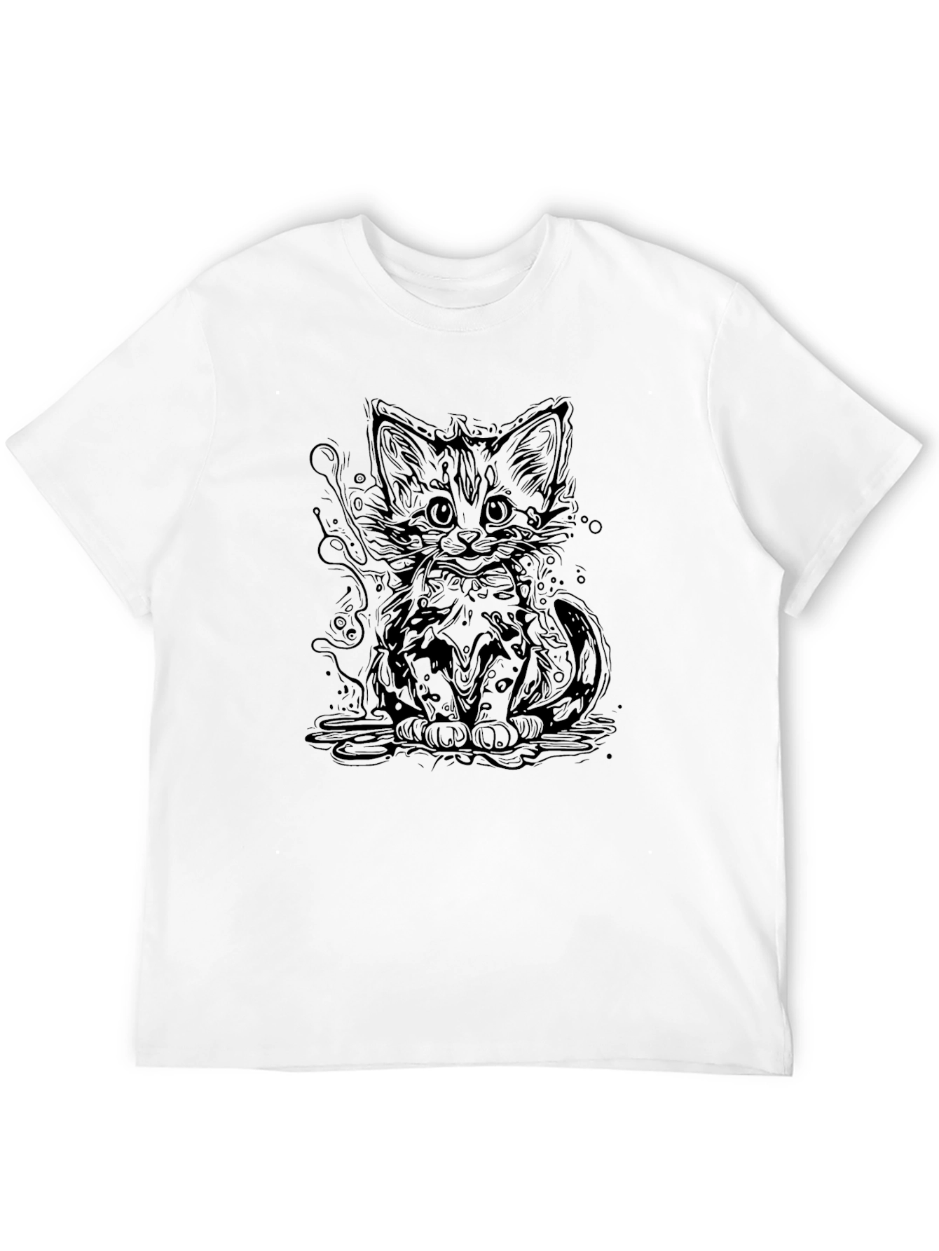 Cute Cat Graphic Tee - Stylish Black T-Shirt