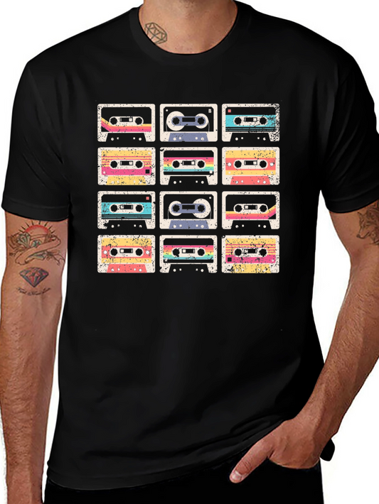 Retro Cassette Tape Grid Graphic Tee