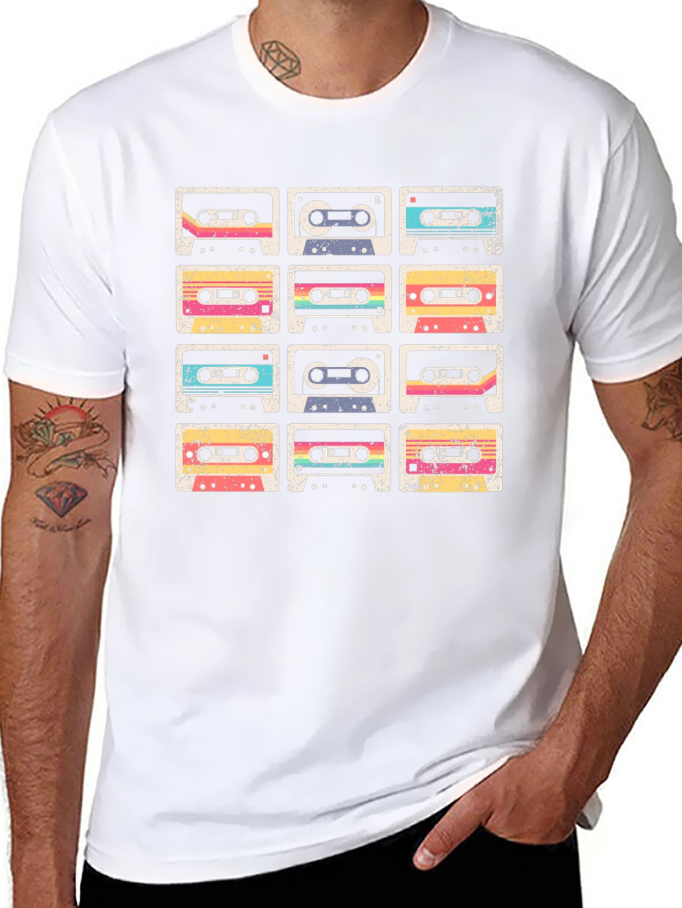 Retro Cassette Tape Grid Graphic Tee